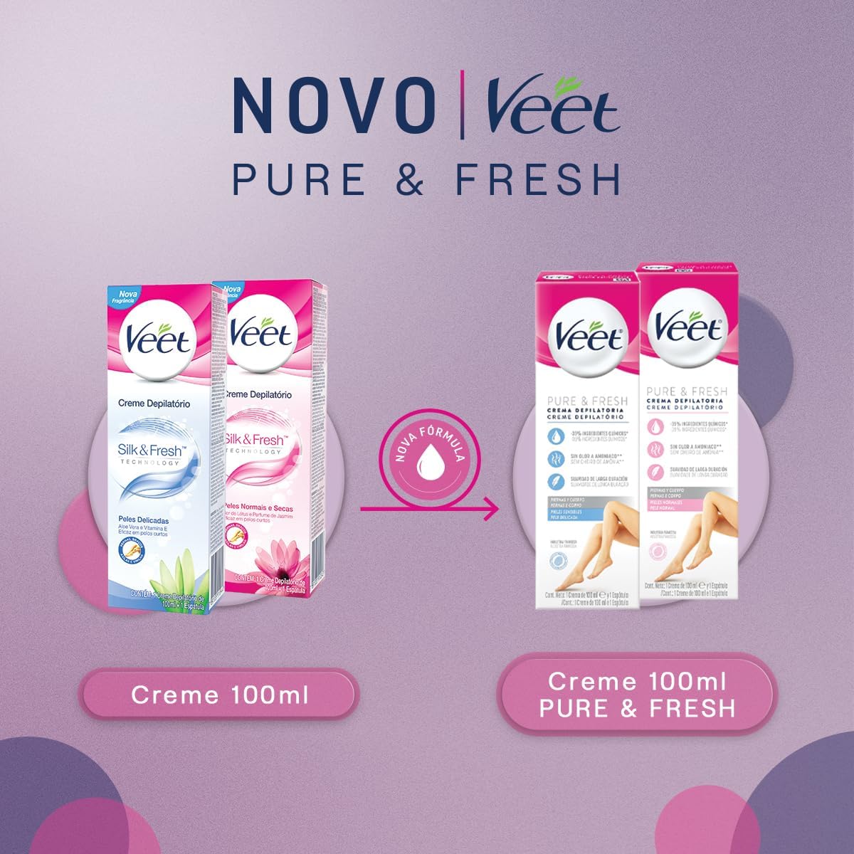 Creme Depilatório Veet Pure & Fresh Pele Delicada 100ml - Imagem 3