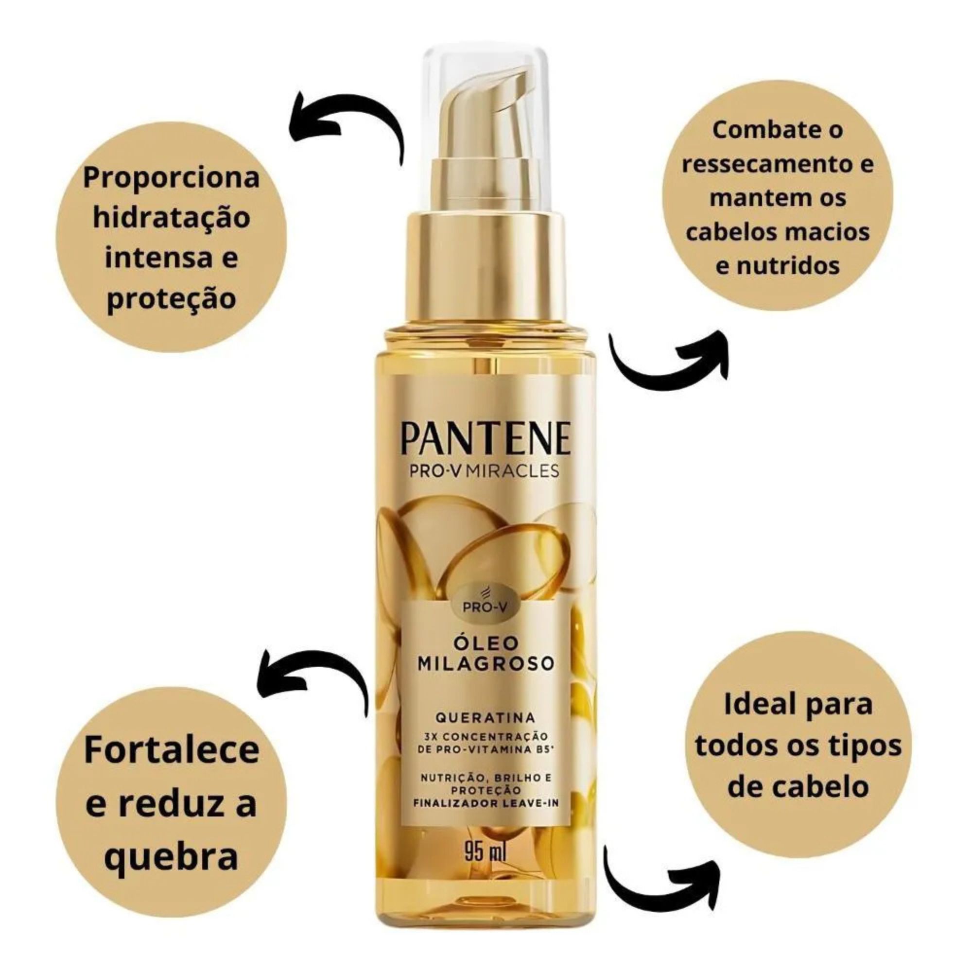Óleo Milagroso Finalizador E Leave-in Pantene Miracles Queratina 95ml - Imagem 3