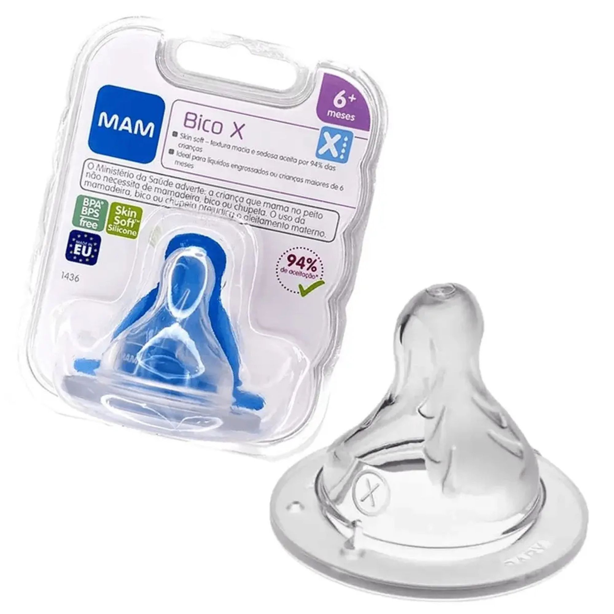 Bico De Mamadeira Mam X Fluxo Super Rápido 6+ 1 Unidade - Imagem 2
