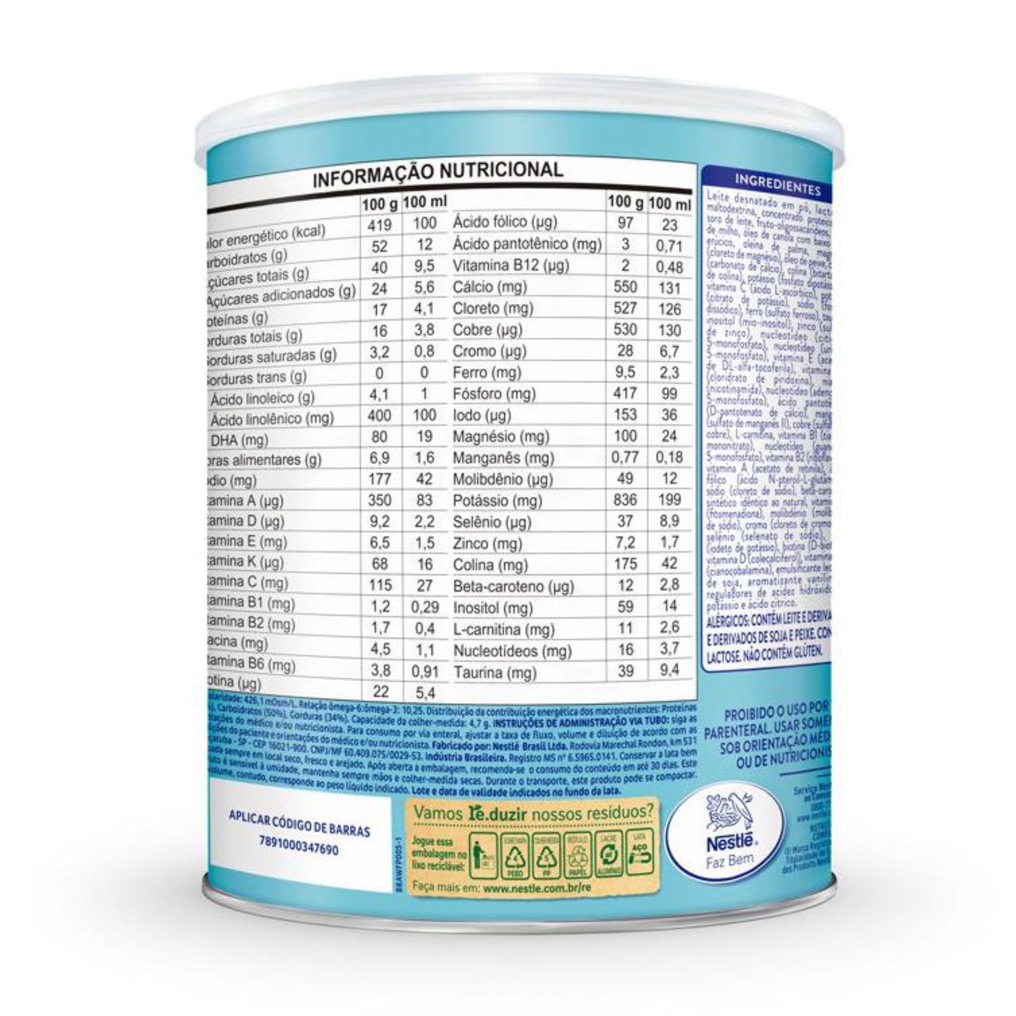 Suplemento Alimentar Infantil Nestlé Ascenda Sabor Baunilha 800g - Imagem 3