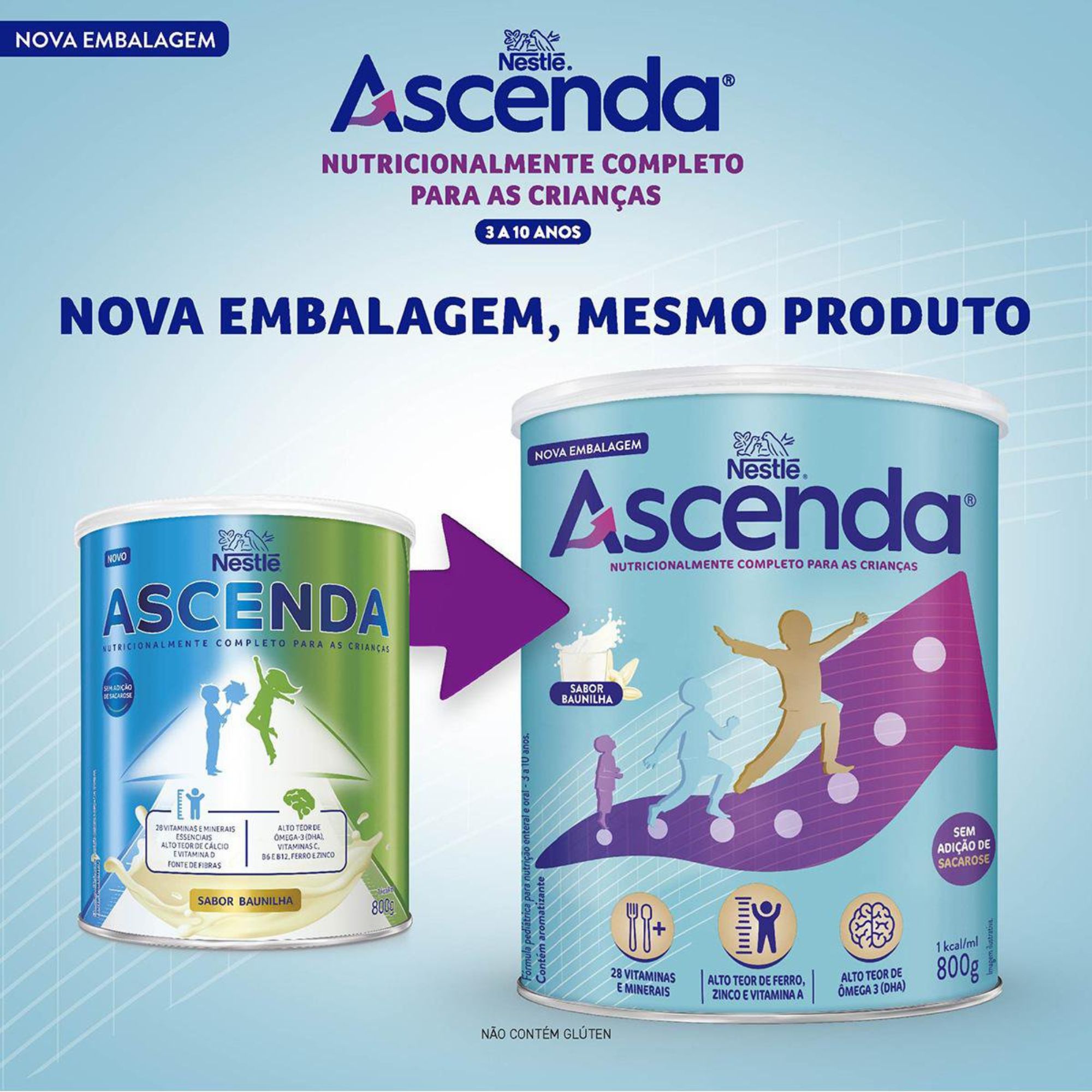 Suplemento Alimentar Infantil Nestlé Ascenda Sabor Baunilha 800g - Imagem 4