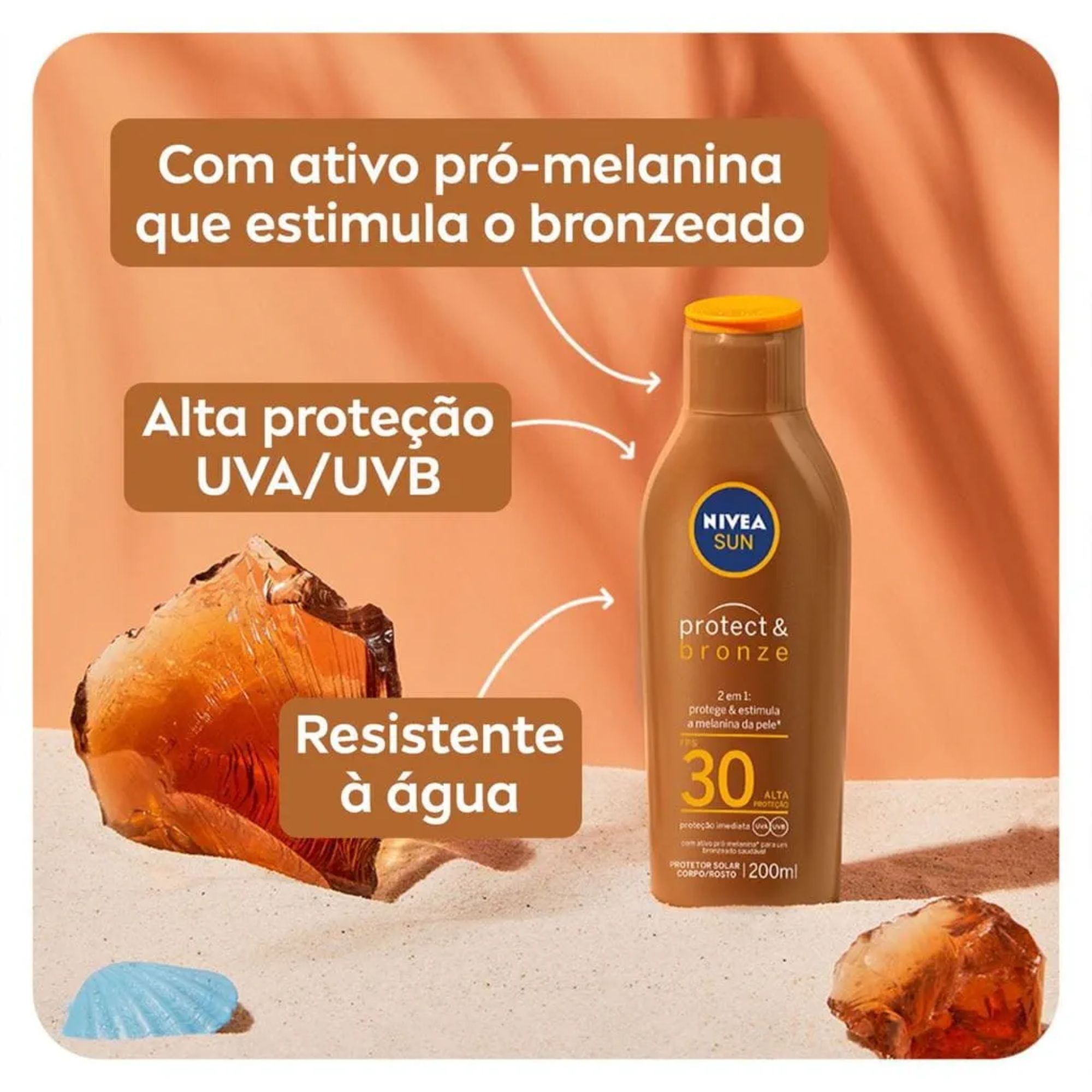 Kit Nivea Protetor Solar Sun Protect & Bronze Fps30 200ml + Fps30 100ml - Imagem 4