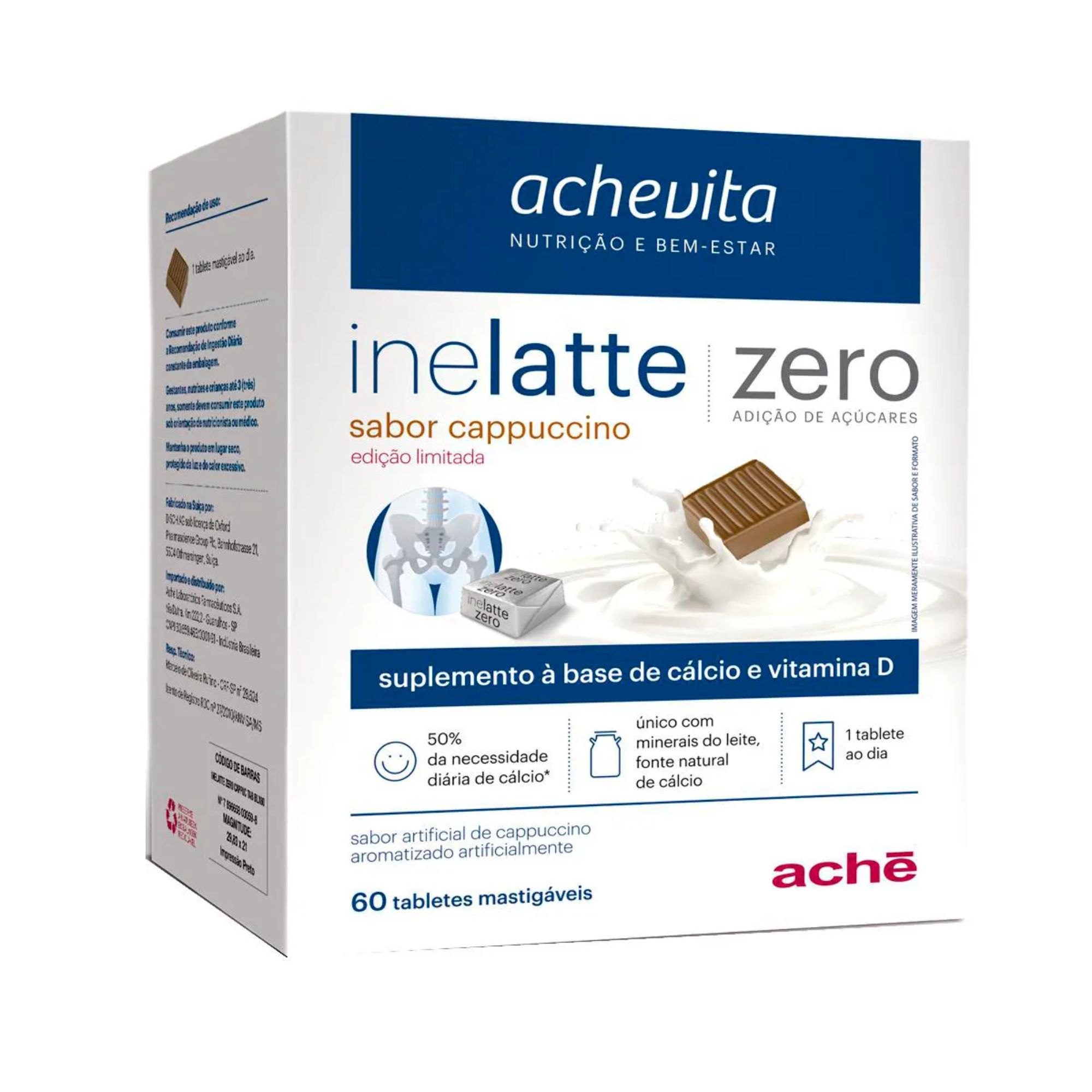 Inelatte Achevita Zero Capuccino 60 Tabletes