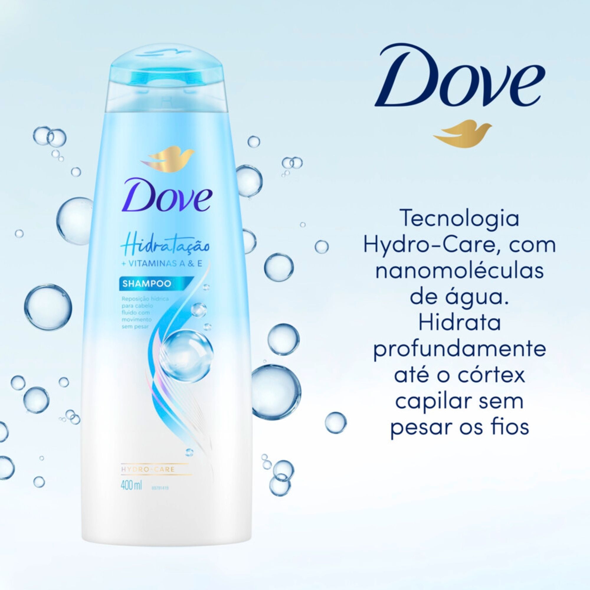 Kit Dove Hidratação + Vitaminas A & E Shampoo 400ml + Condicionador 200ml - Imagem 2