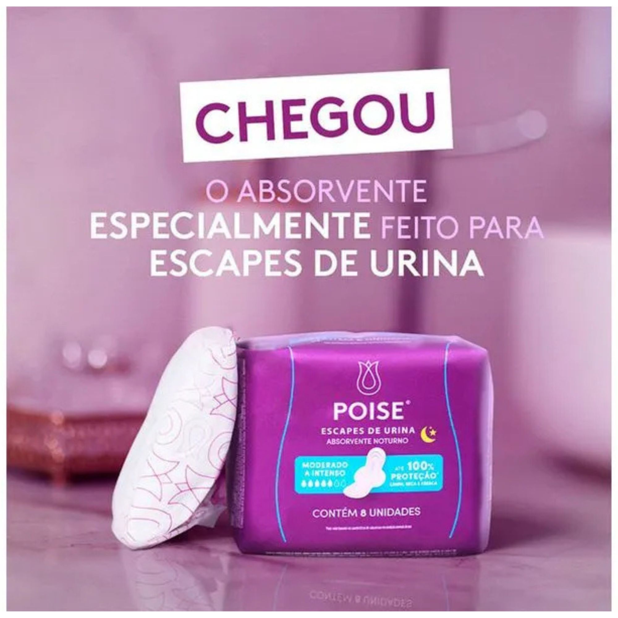 Absorvente Para Incontinência Noturno Poise Moderado A Intenso 8 Unidades - Imagem 2