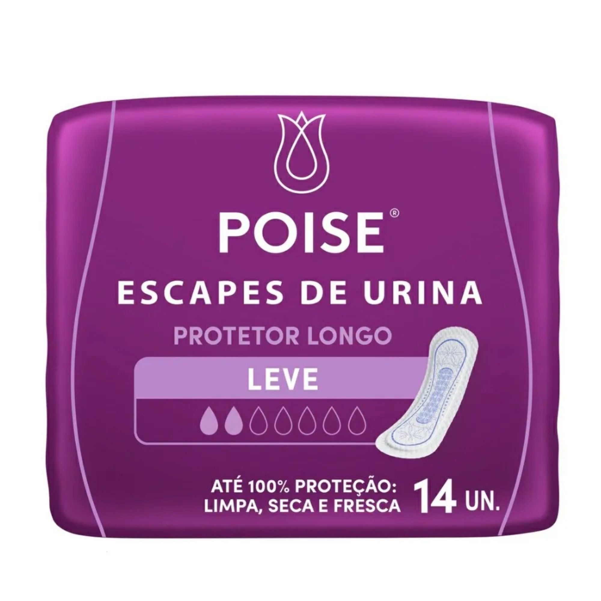 Protetor Diário Longo Poise Leve Sem Abas 14 Unidades