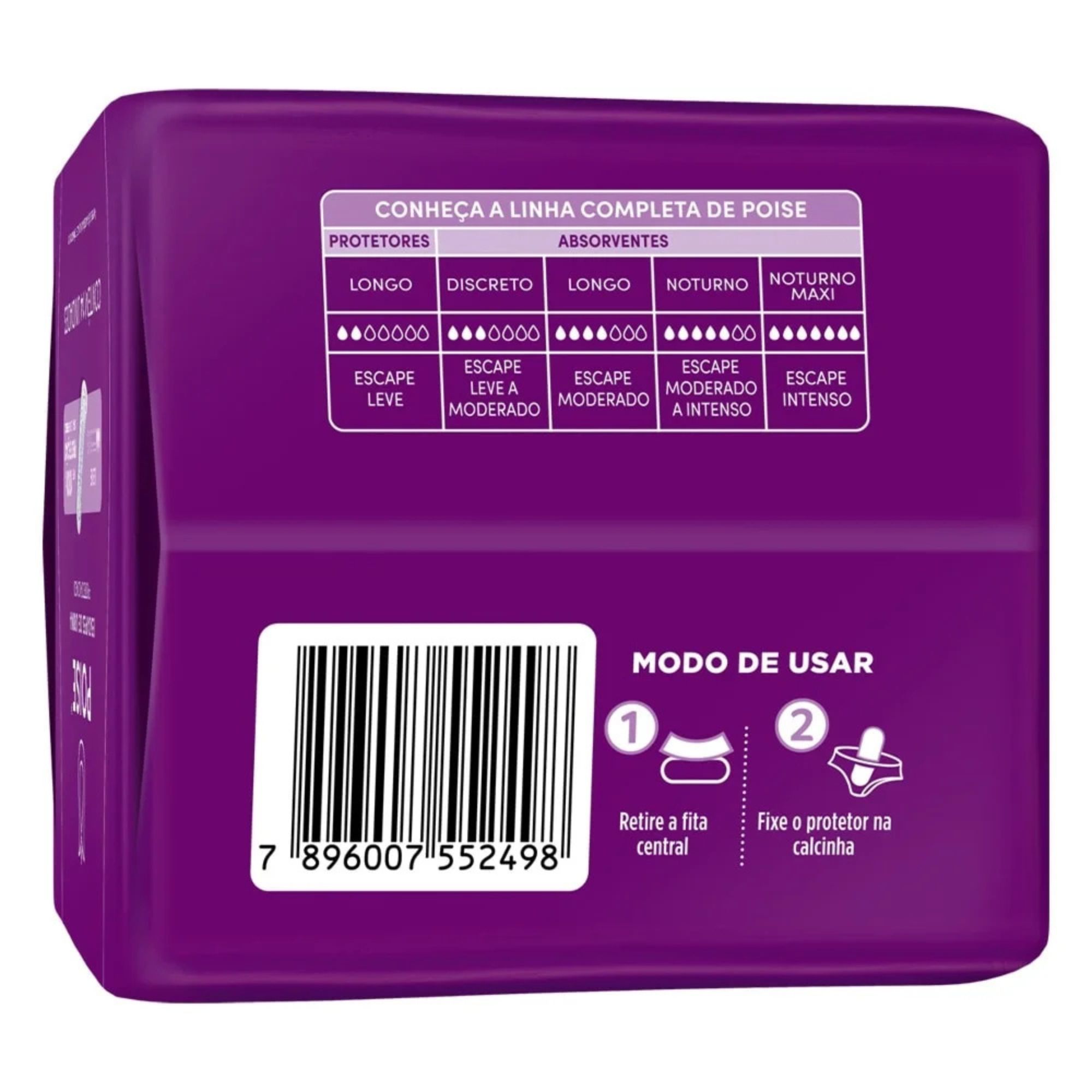 Protetor Diário Longo Poise Leve Sem Abas 14 Unidades - Imagem 2