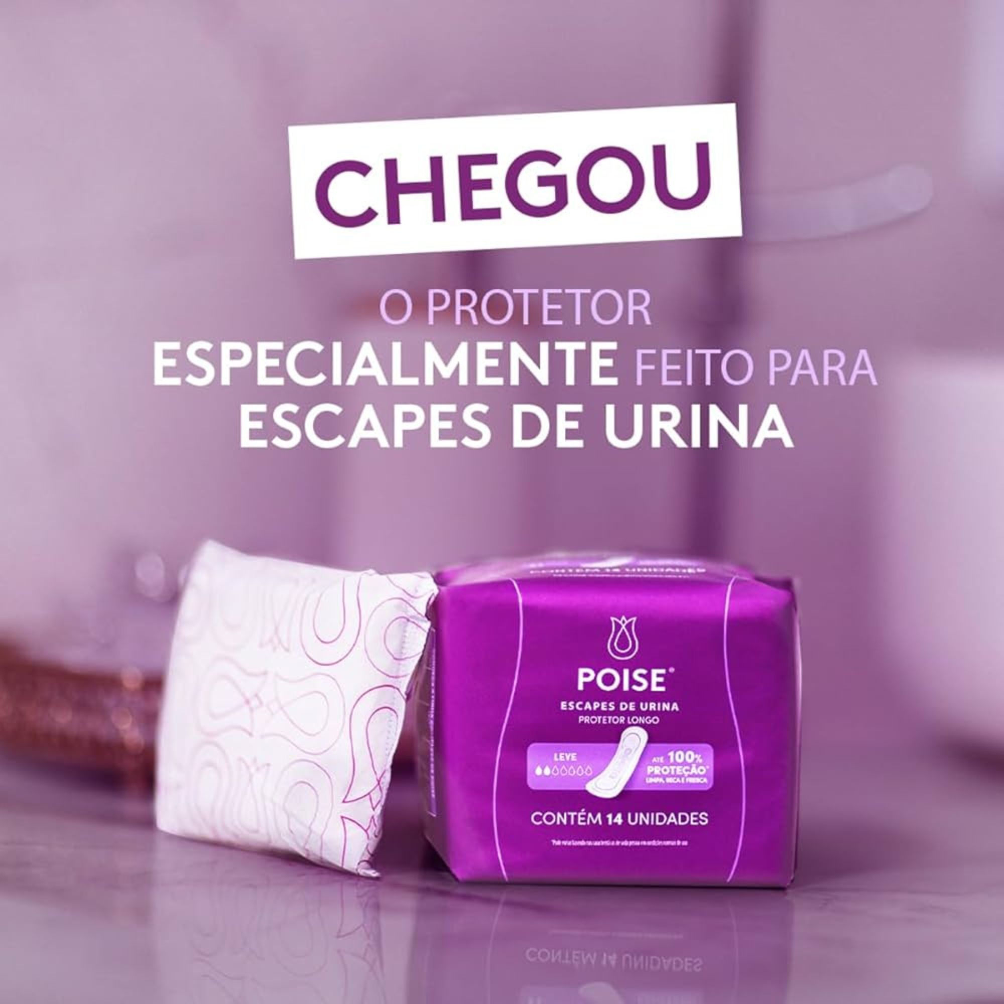 Protetor Diário Longo Poise Leve Sem Abas 14 Unidades - Imagem 3