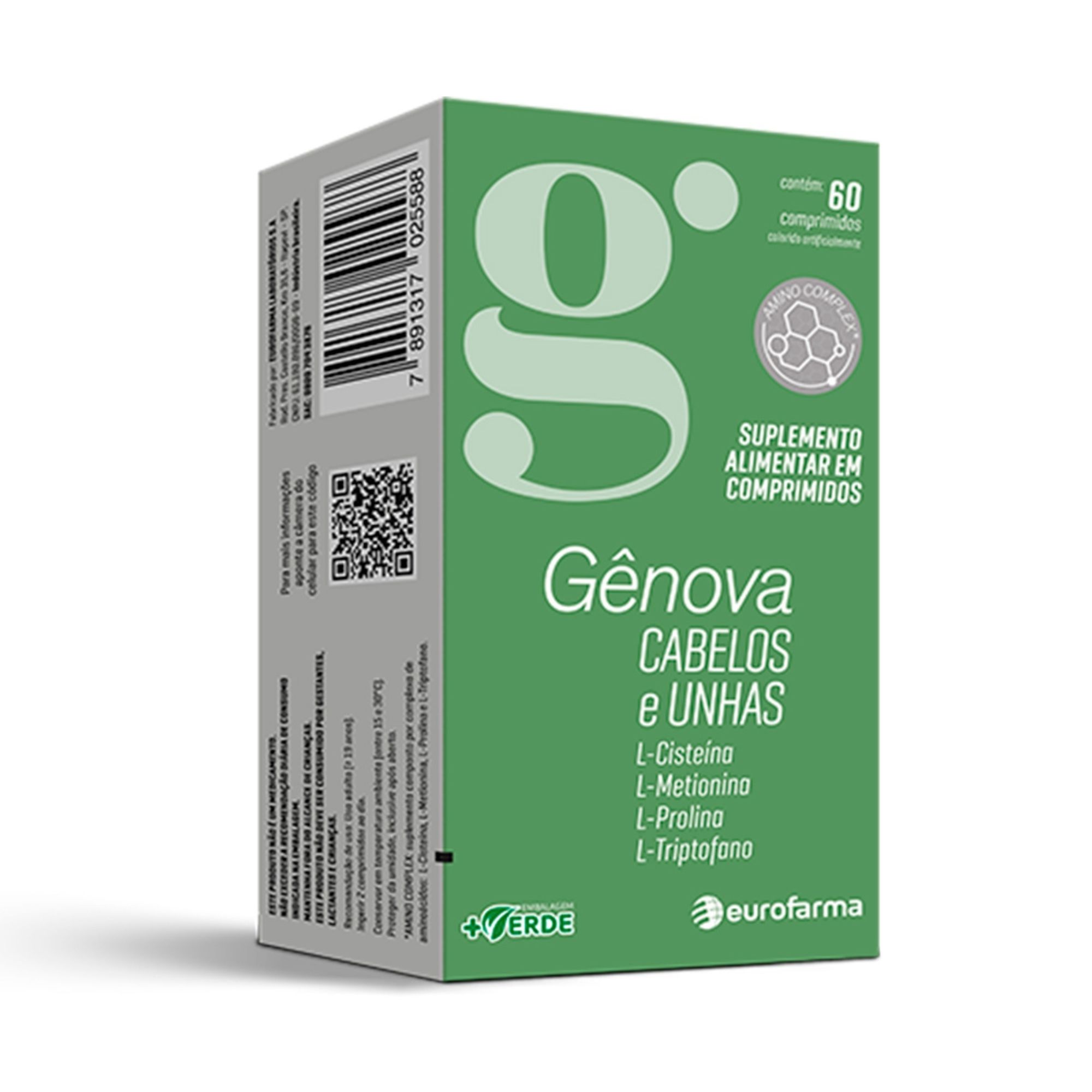 Suplemento Alimentar Gênova Cabelos E Unhas 60 Comprimidos