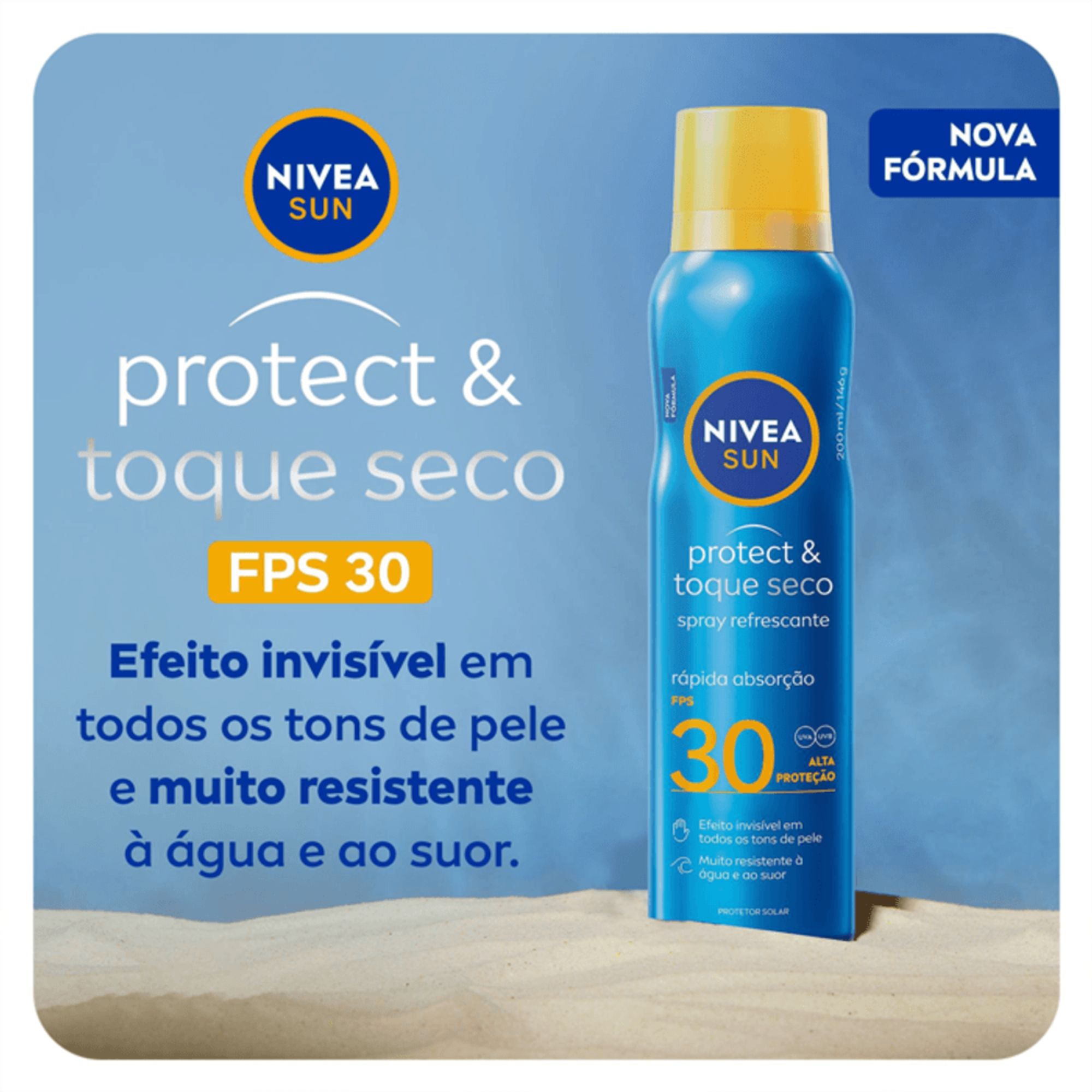 Protetor Solar Spray Nivea Sun Protect & Toque Seco Fps30 200ml - Imagem 2