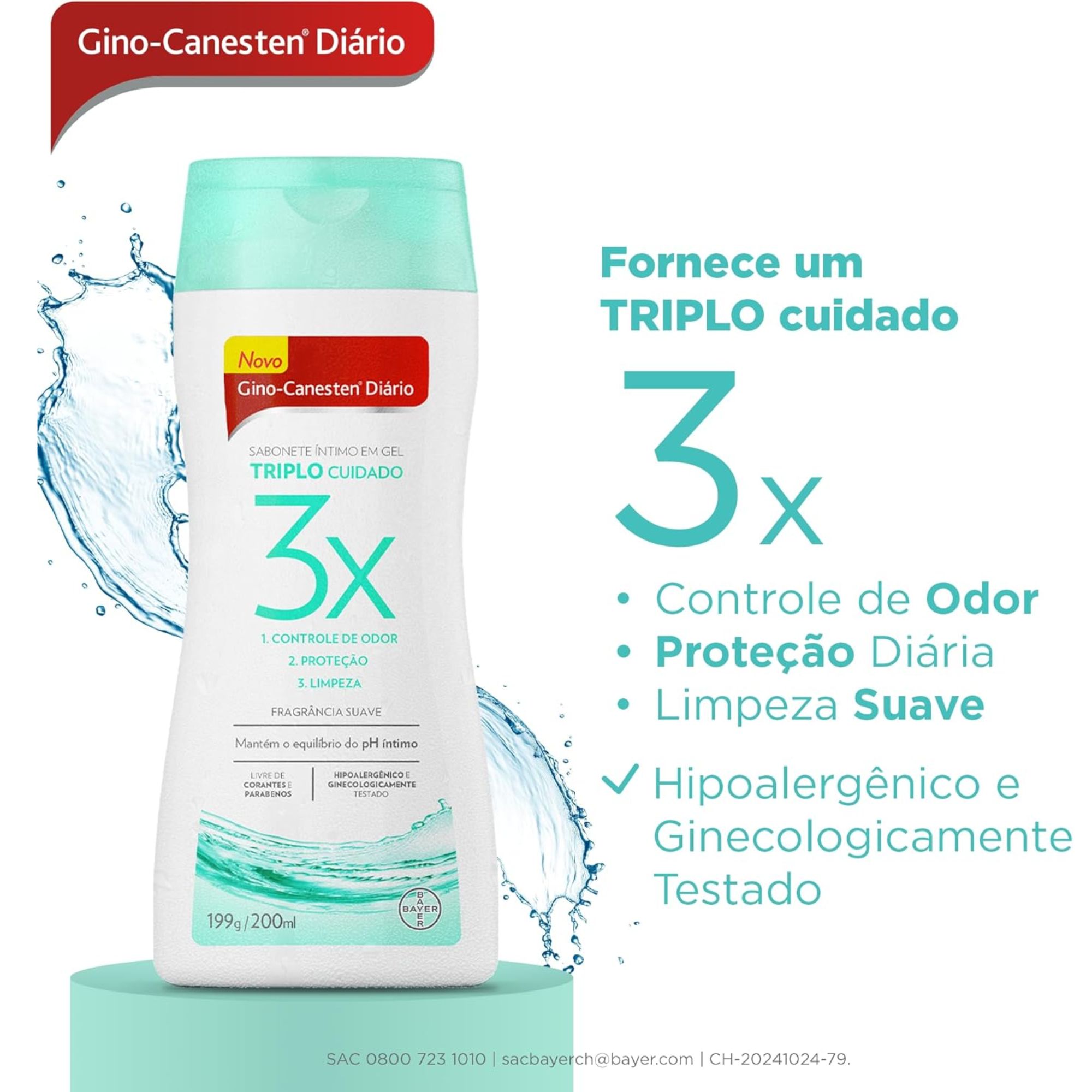 Sabonete Íntimo Gino-canesten Diário Triplo Cuidado 200ml - Imagem 3
