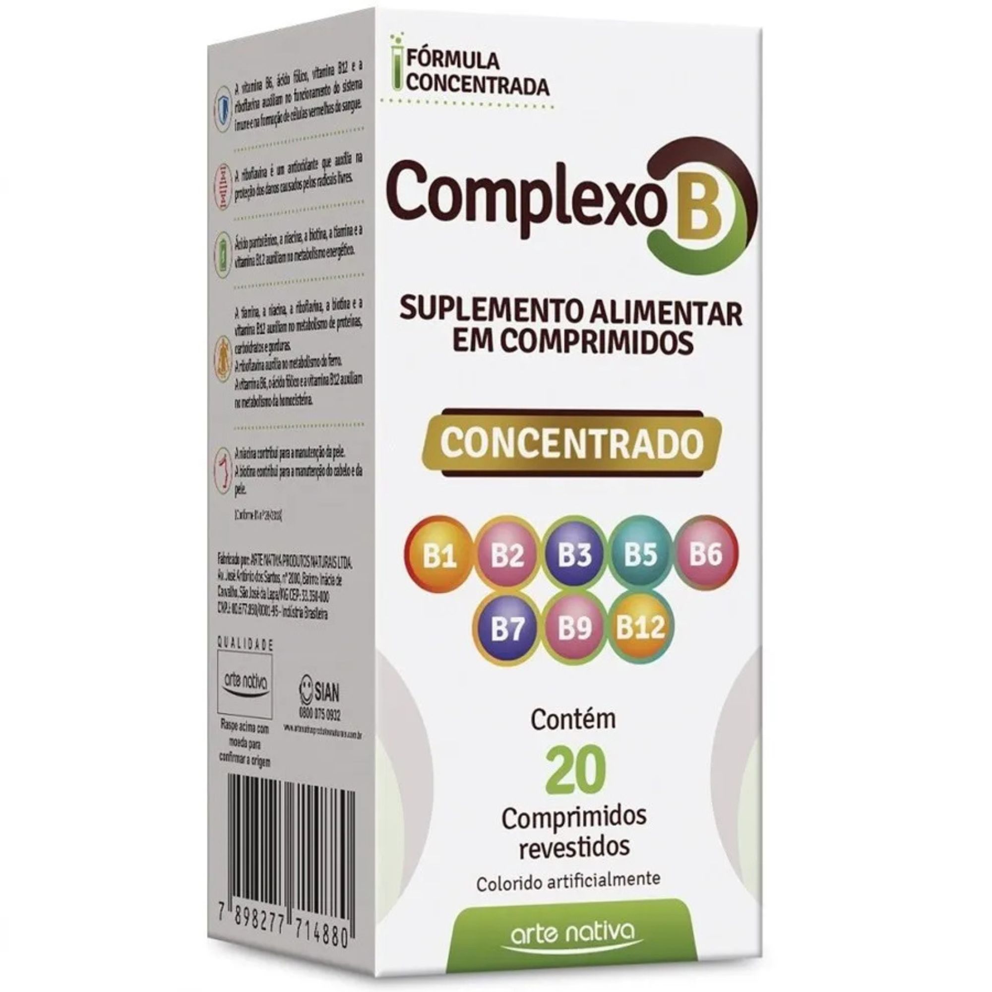 Complexo B Concentrado 20 Comprimidos Arte Nativa