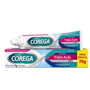 Creme Fixador De Dentadura Ultra Corega Tripla Ação Sem Sabor 70G