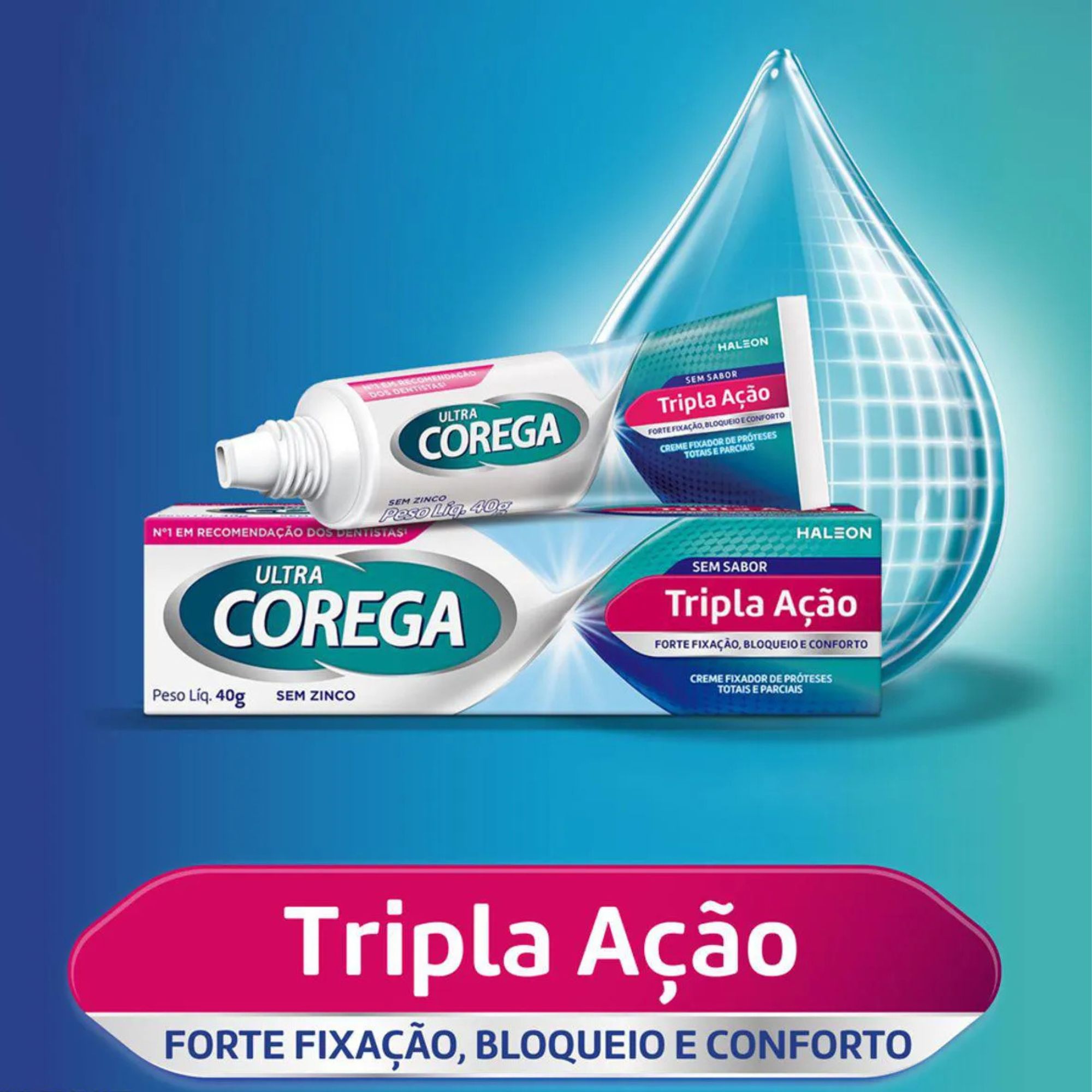 Creme Fixador De Dentadura Ultra Corega Tripla Ação Sem Sabor 70g - Imagem 2