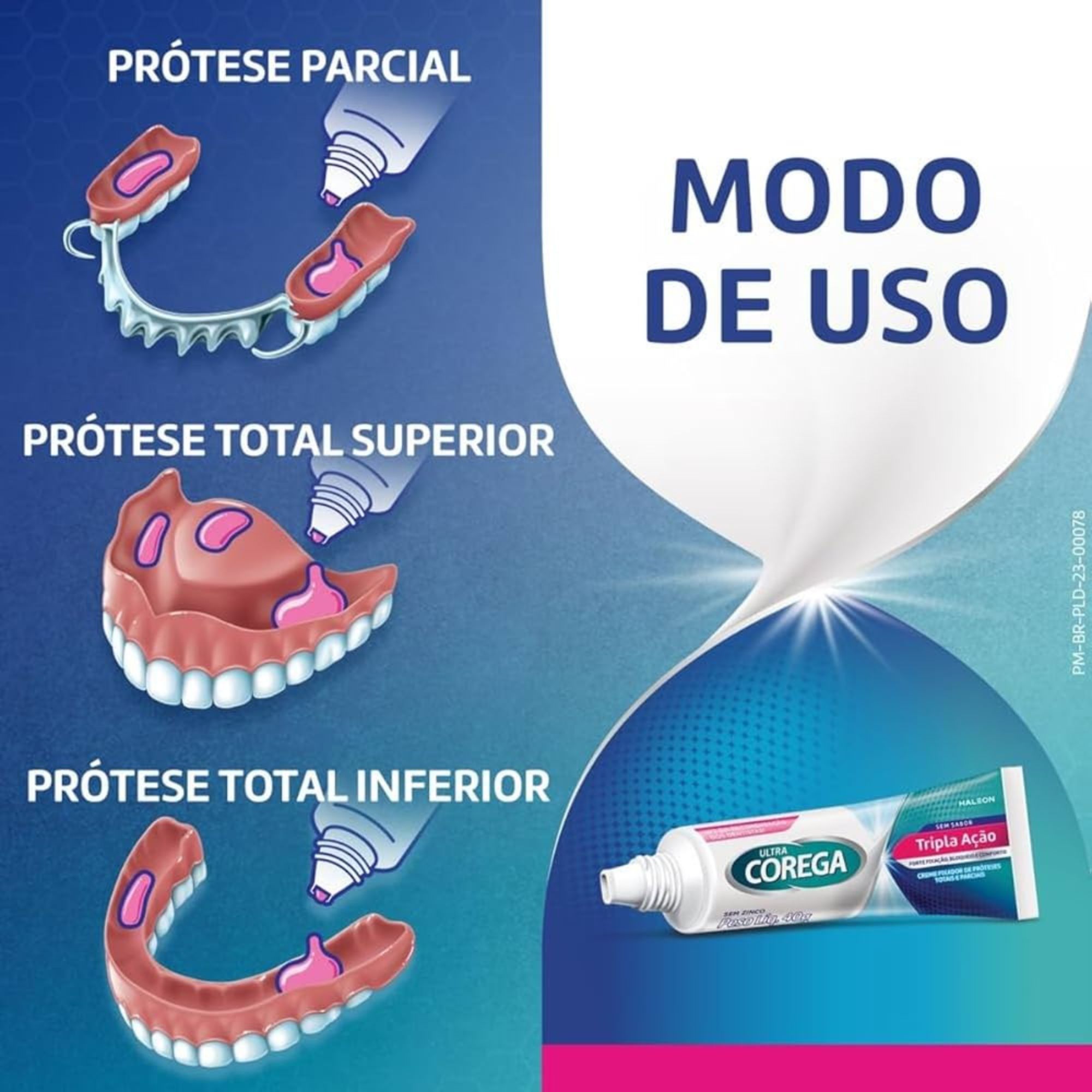 Creme Fixador De Dentadura Ultra Corega Tripla Ação Sem Sabor 70g - Imagem 3