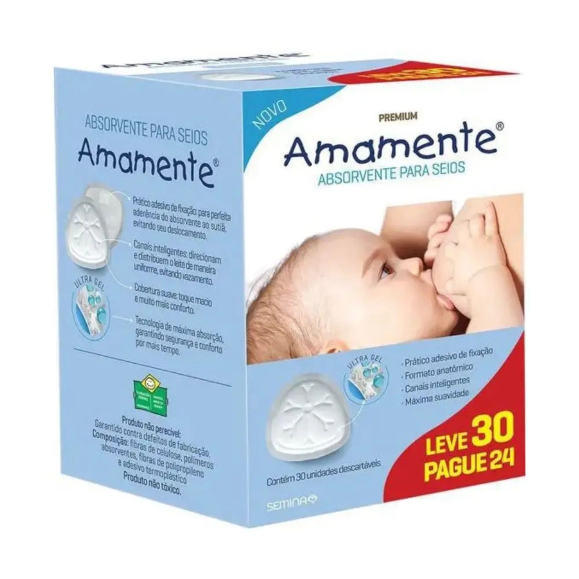 Absorvente Para Seios Amamente 30 Unidades