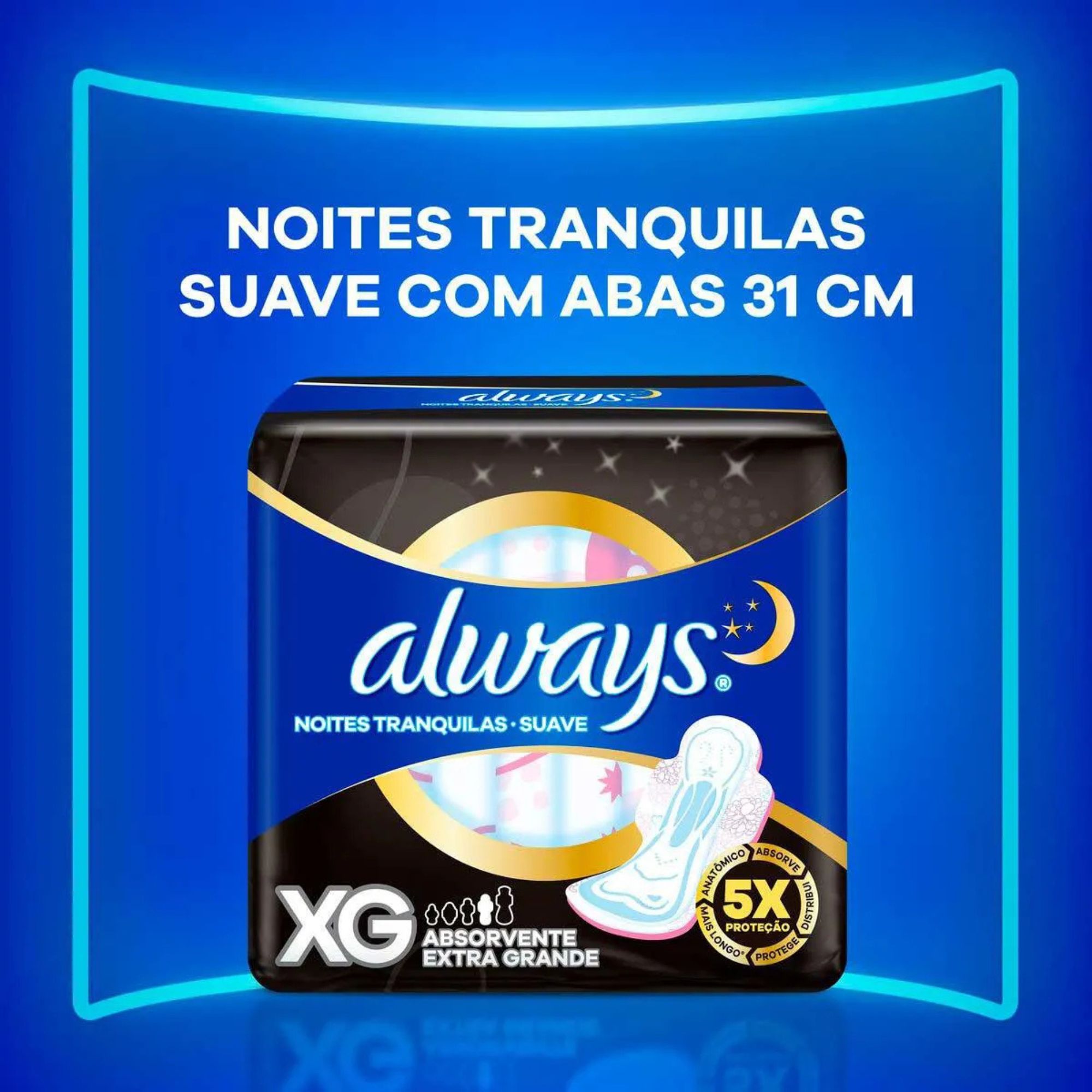 Absorvente Always Noites Tranquilas Cobertura Suave Xg Com Abas 8 Unidades - Imagem 2