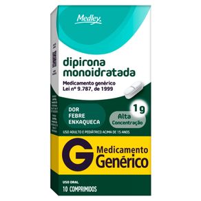 Dipirona Monoidratada 1G Medley Genérico 10 Comprimidos