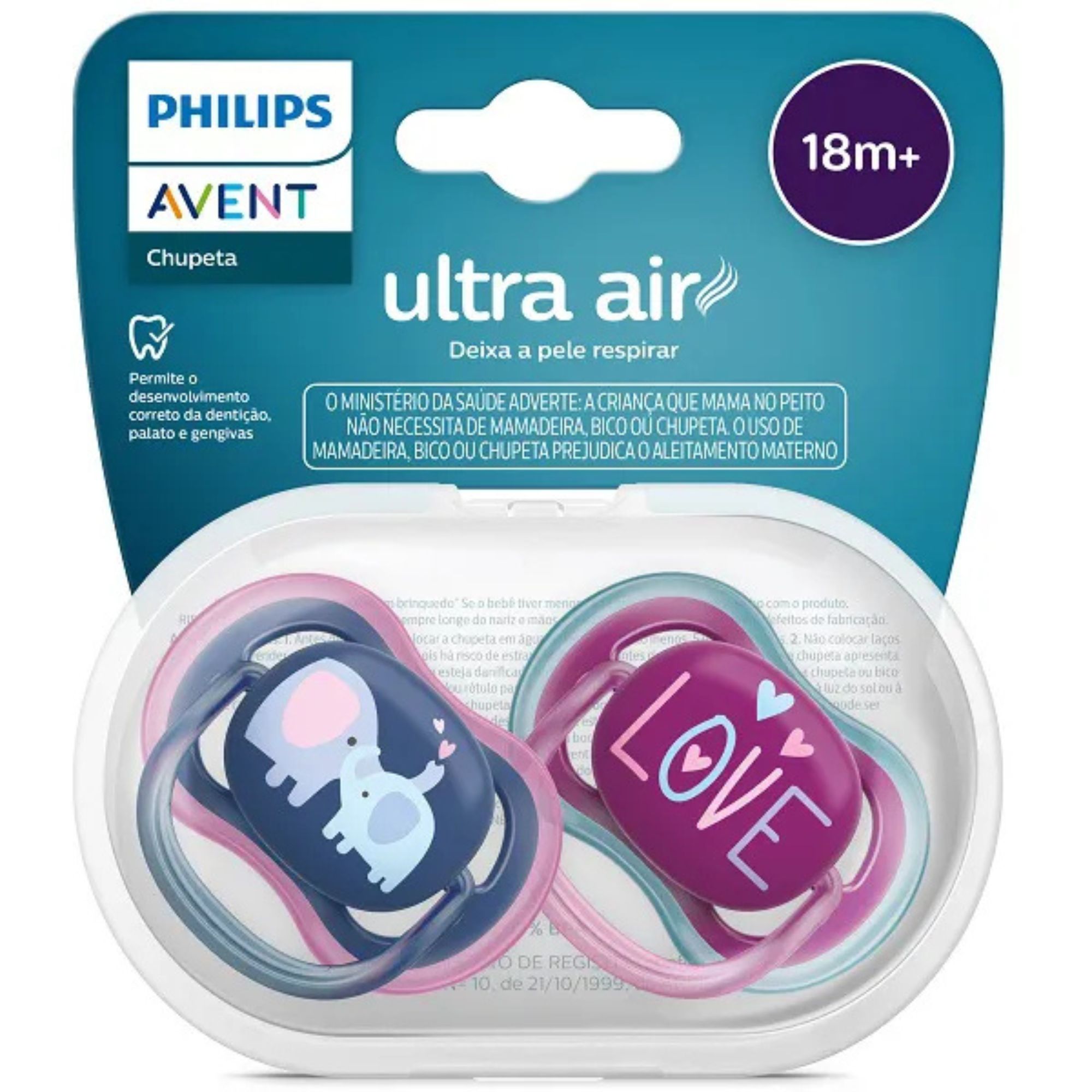 Chupeta Philips Avent Ultra Air 18 Meses+ Azul E Vinho 2 Unidades