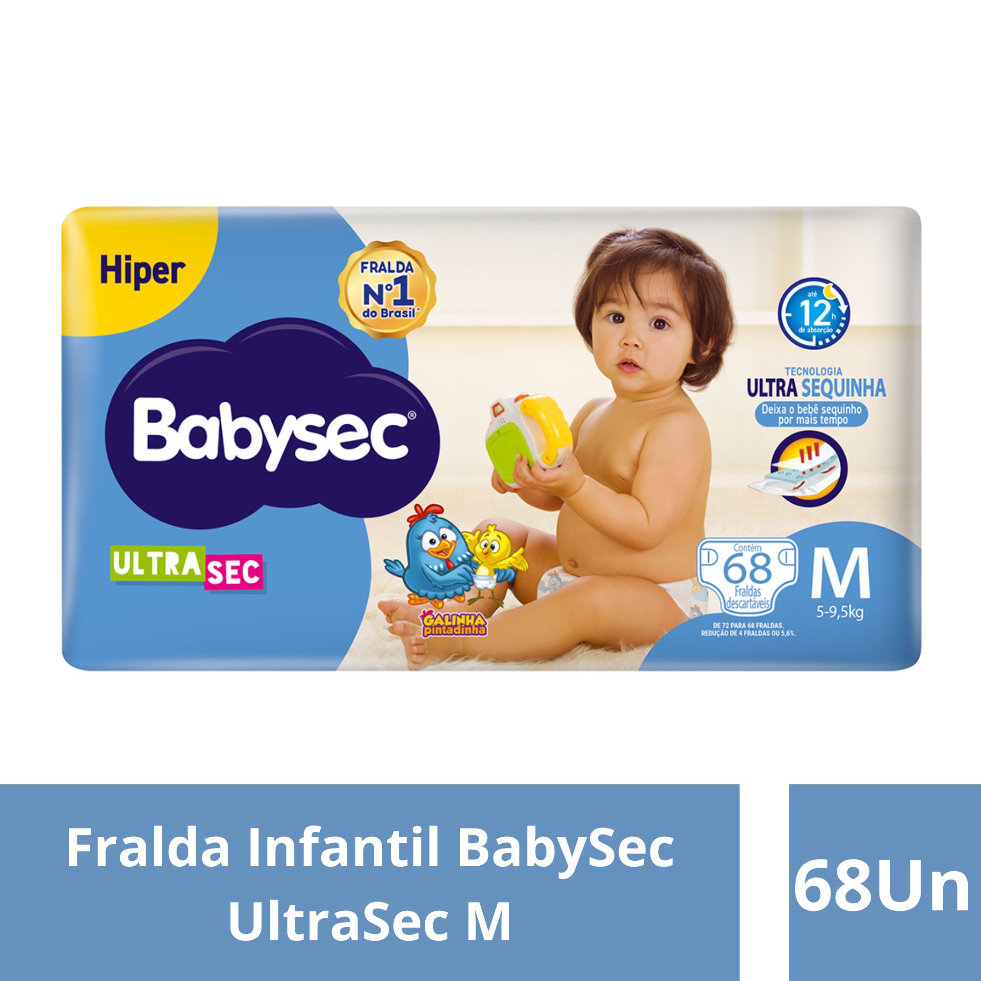 Fralda Infantil Babysec Ultrasec Hiper M 68 Unidades - Imagem 2