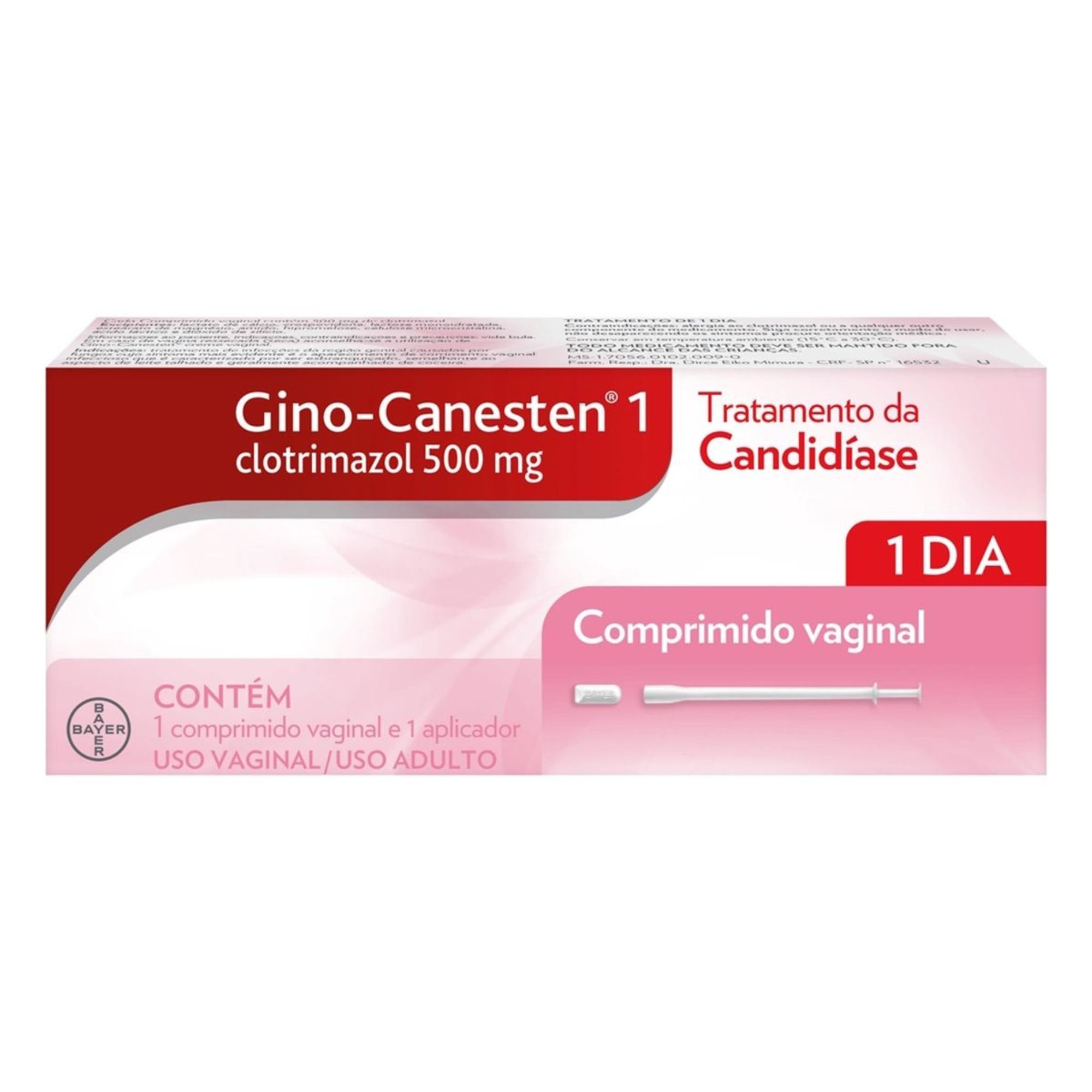 Gino Canesten 500mg 1 Comprimido Ginecológico + 1 Aplicador