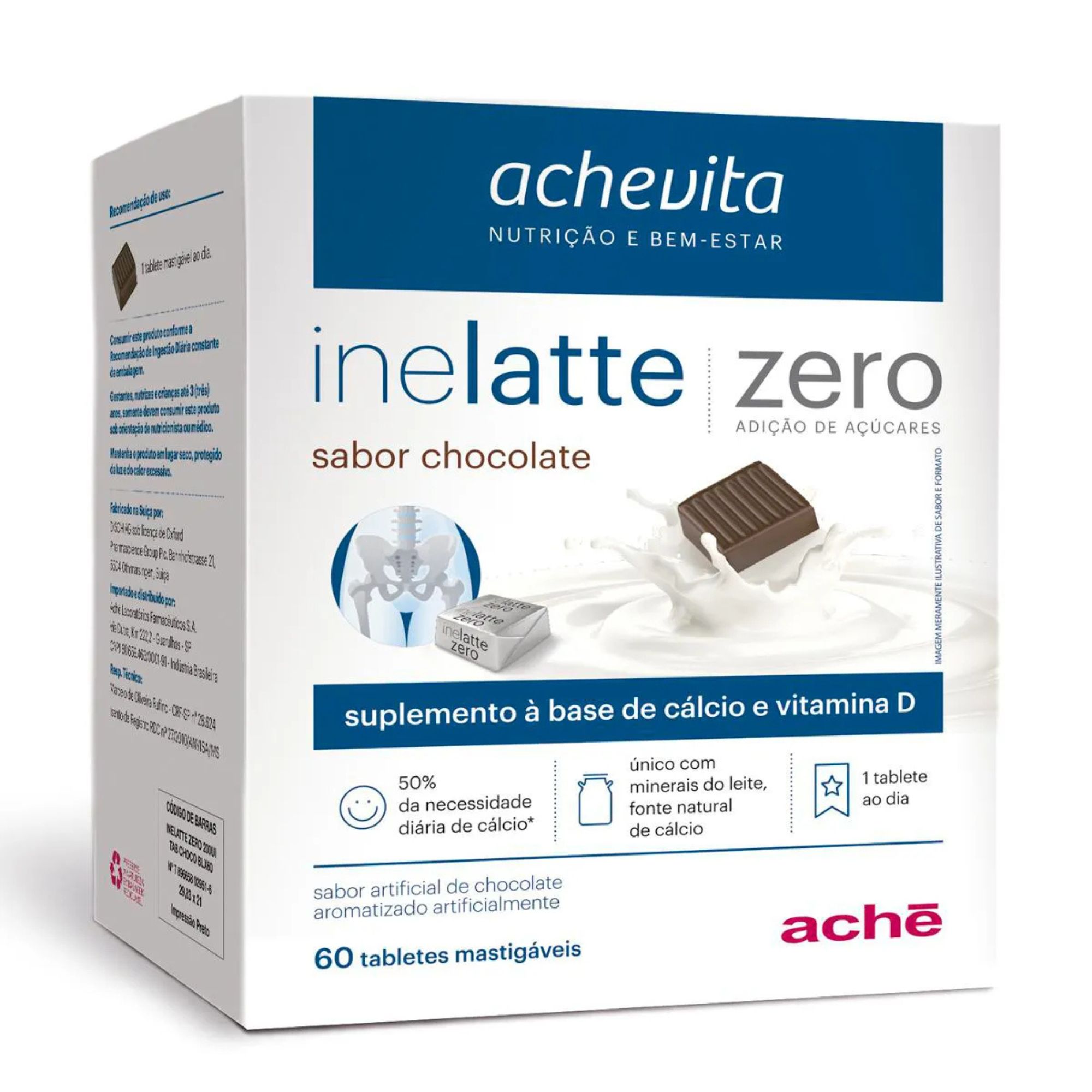Suplemento Inelatte Achevita Zero Chocolate 60 Tabletes