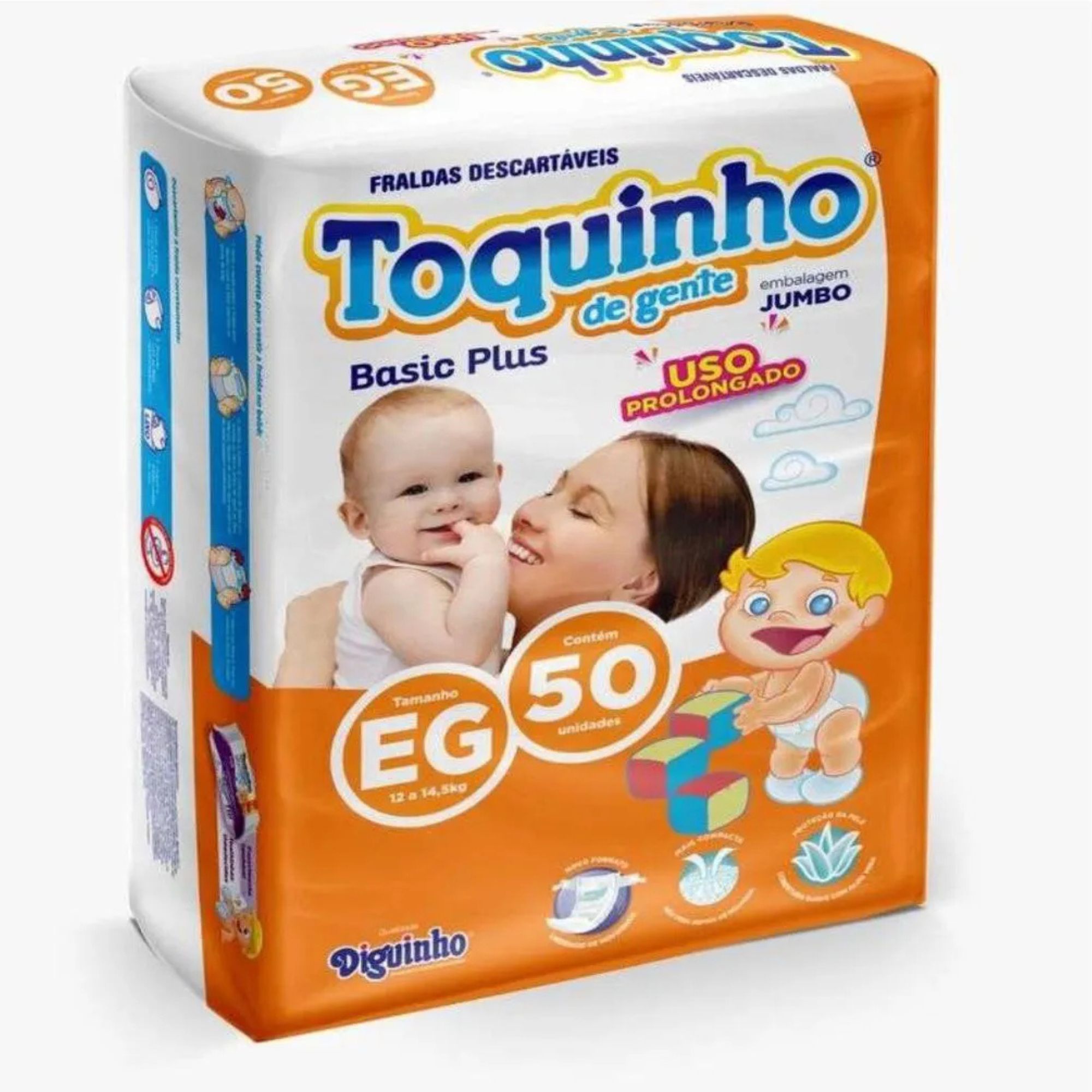 Fralda Infantil Toquinho Basic Plus Eg 50 Unidades
