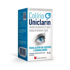 Colírio Uniclarin Cloridrato De Nafazolina 0,25Mg/Ml + Maleato De Feniramina 3Mg/Ml Solução 15Ml