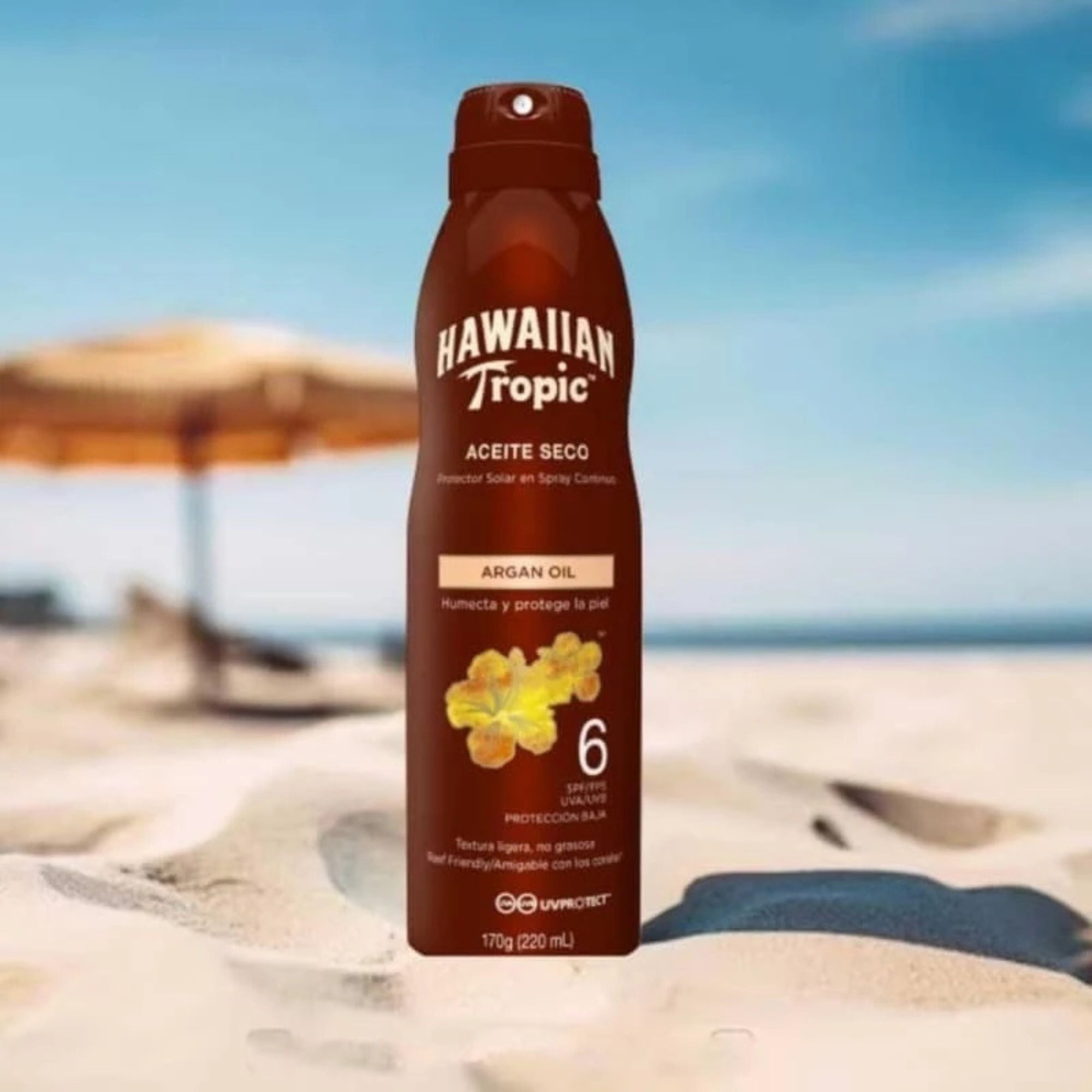 Protetor Solar Spray Hawaiian Tropic Aceite Seco Fps 6 170g - Imagem 2