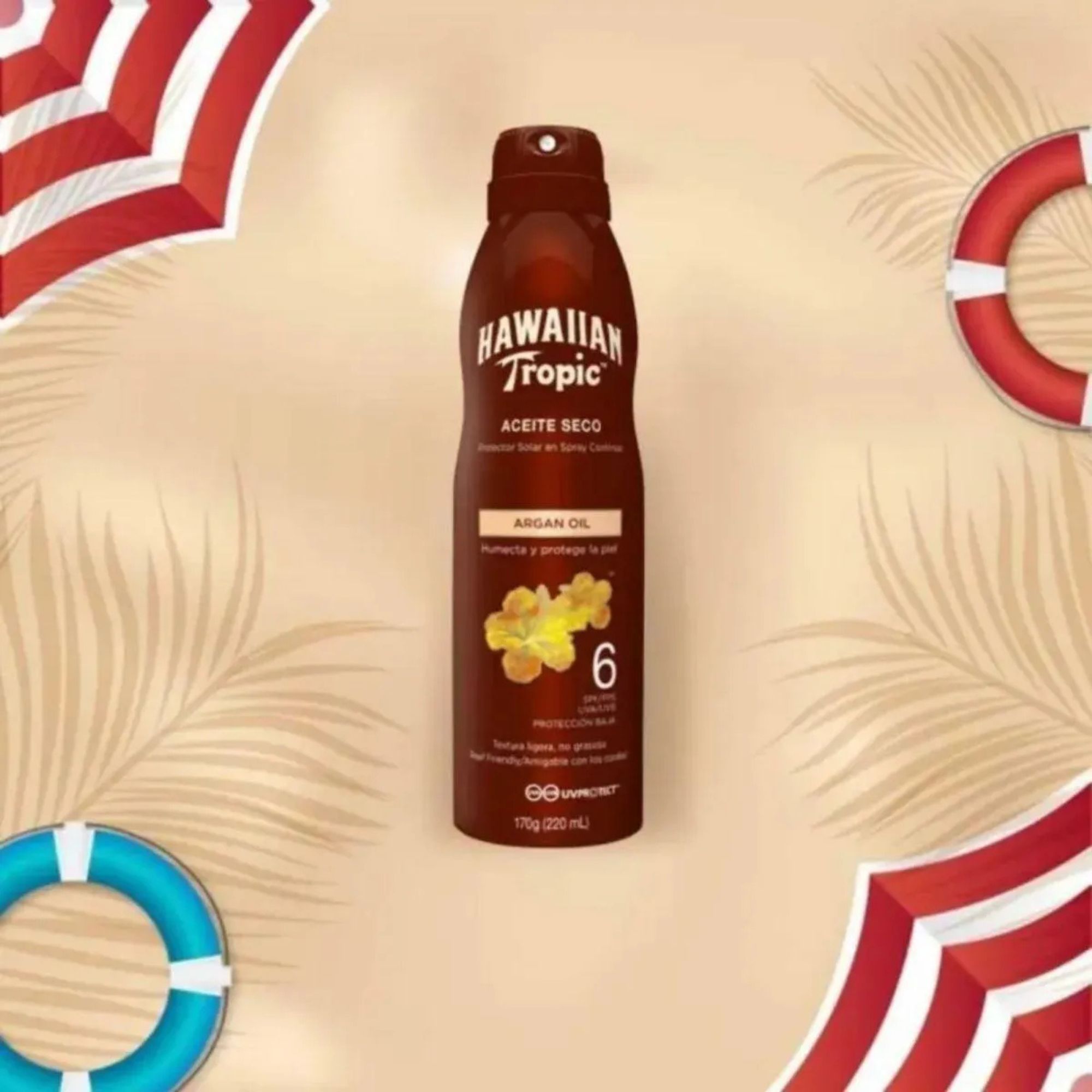 Protetor Solar Spray Hawaiian Tropic Aceite Seco Fps 6 170g - Imagem 3