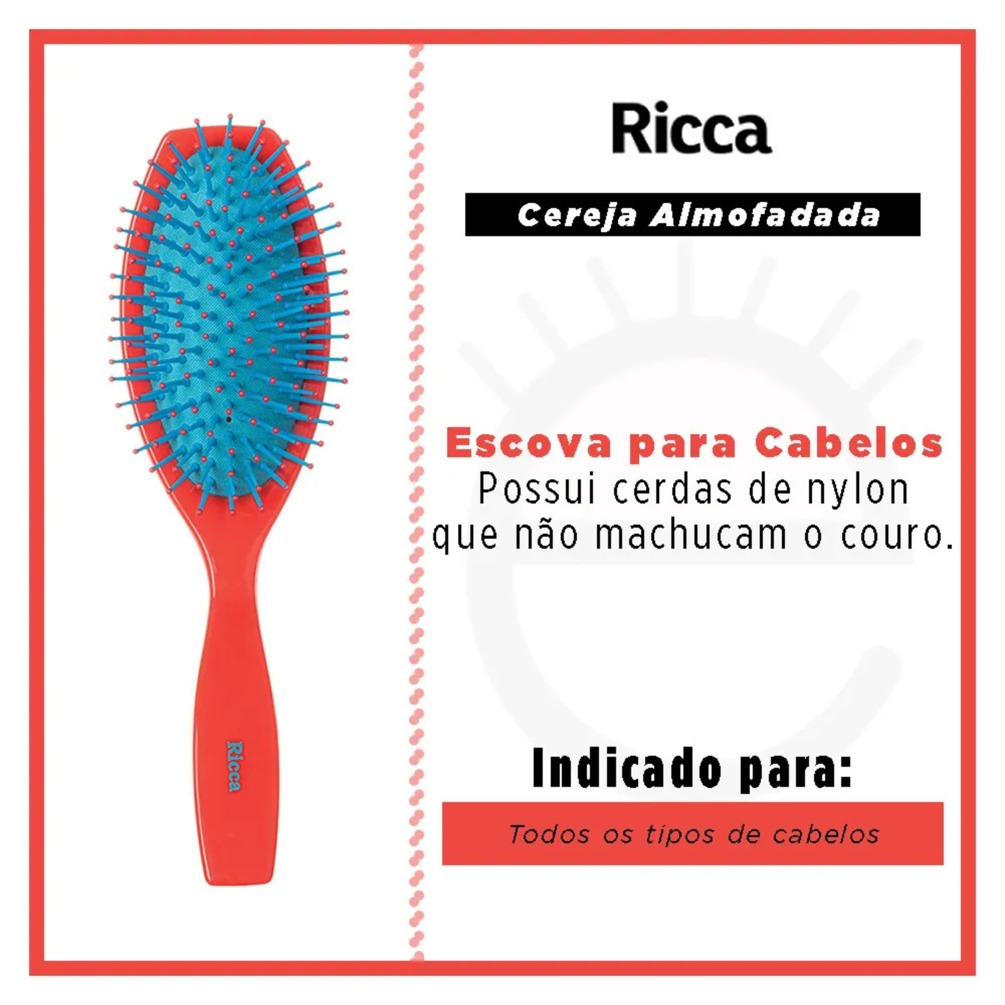 Escova De Cabelo Ricca Oval Cereja 1 Unidade - Imagem 5