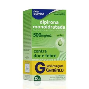Dipirona Monoidratada 500Mg/Ml Neo Química Solução De Uso Oral 20Ml Dipirona Sodica Gotas 20Ml Lg Neo Quimica