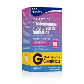 Maleato De Bronfeniramina 2Mg + Cloridrato De Fenilefrina 5Mg Neo Química Xarope 120Ml