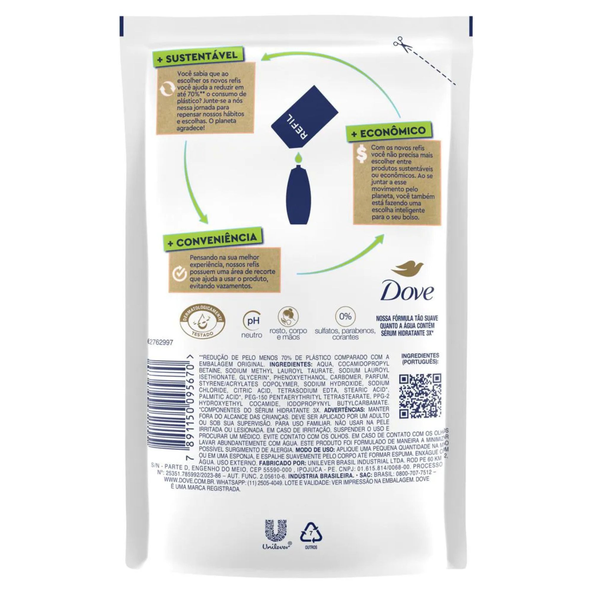 Refil Sabonete Líquido Dove Pele Sensível Com Glicerina 200ml - Imagem 3