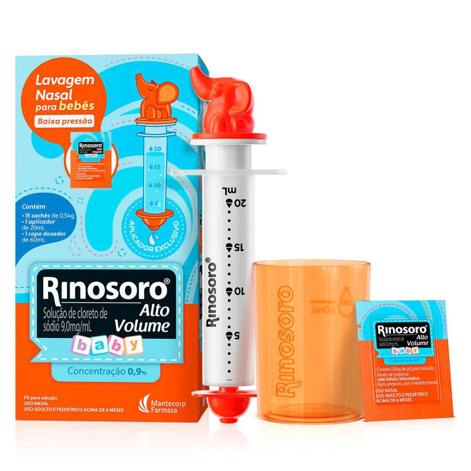 Rinosoro Alto Volume Baby 9mg/ml 15 Sachês + Aplicador + Copo Dosador