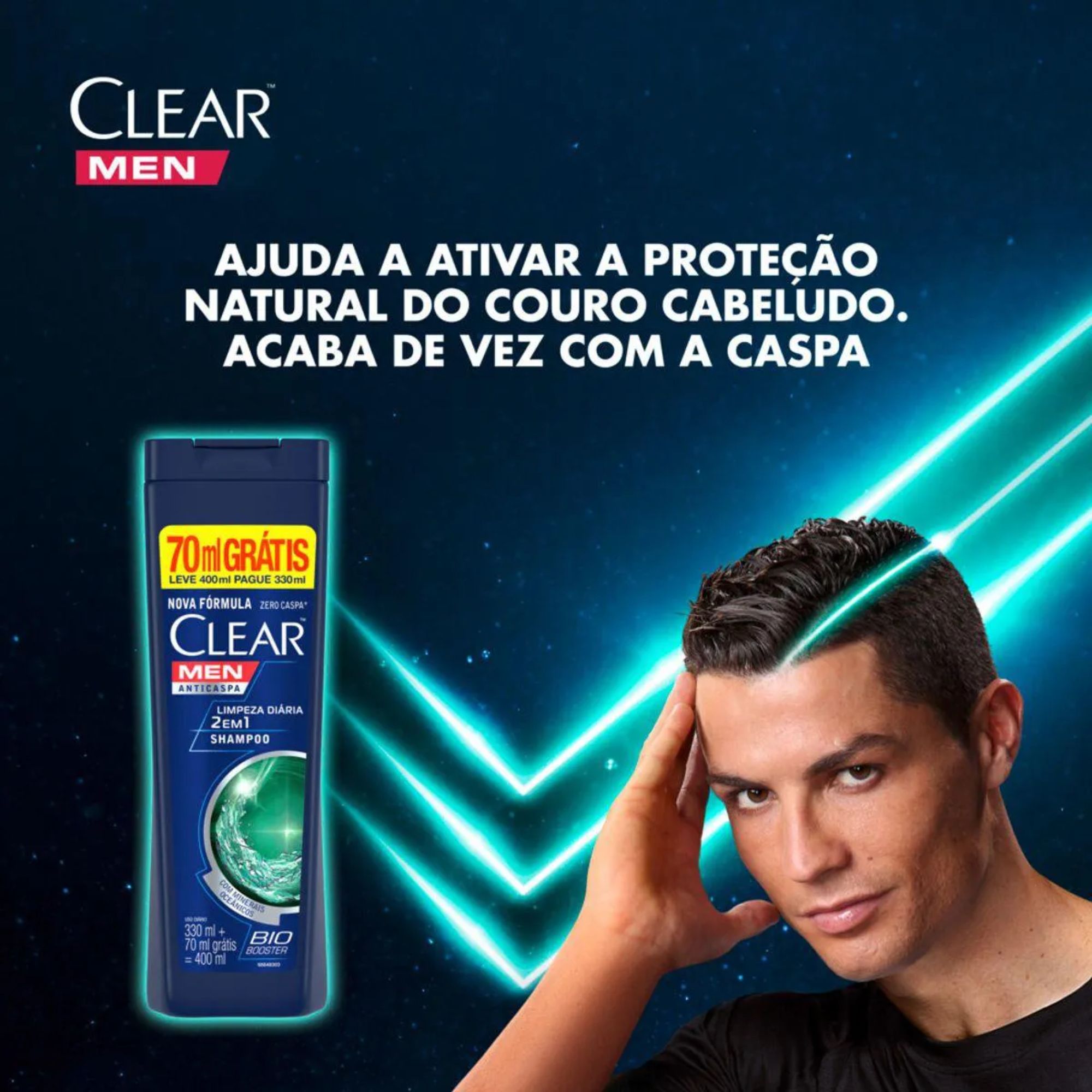 Shampoo Anticaspa Clear Men Limpeza Diária 2 Em 1 400ml - Imagem 5