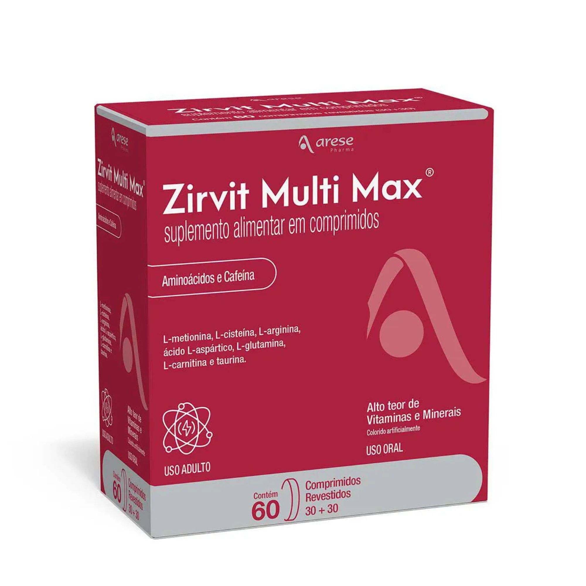 Polivitamínico Zirvit Multi Max Arese 60 Comprimidos Revestidos