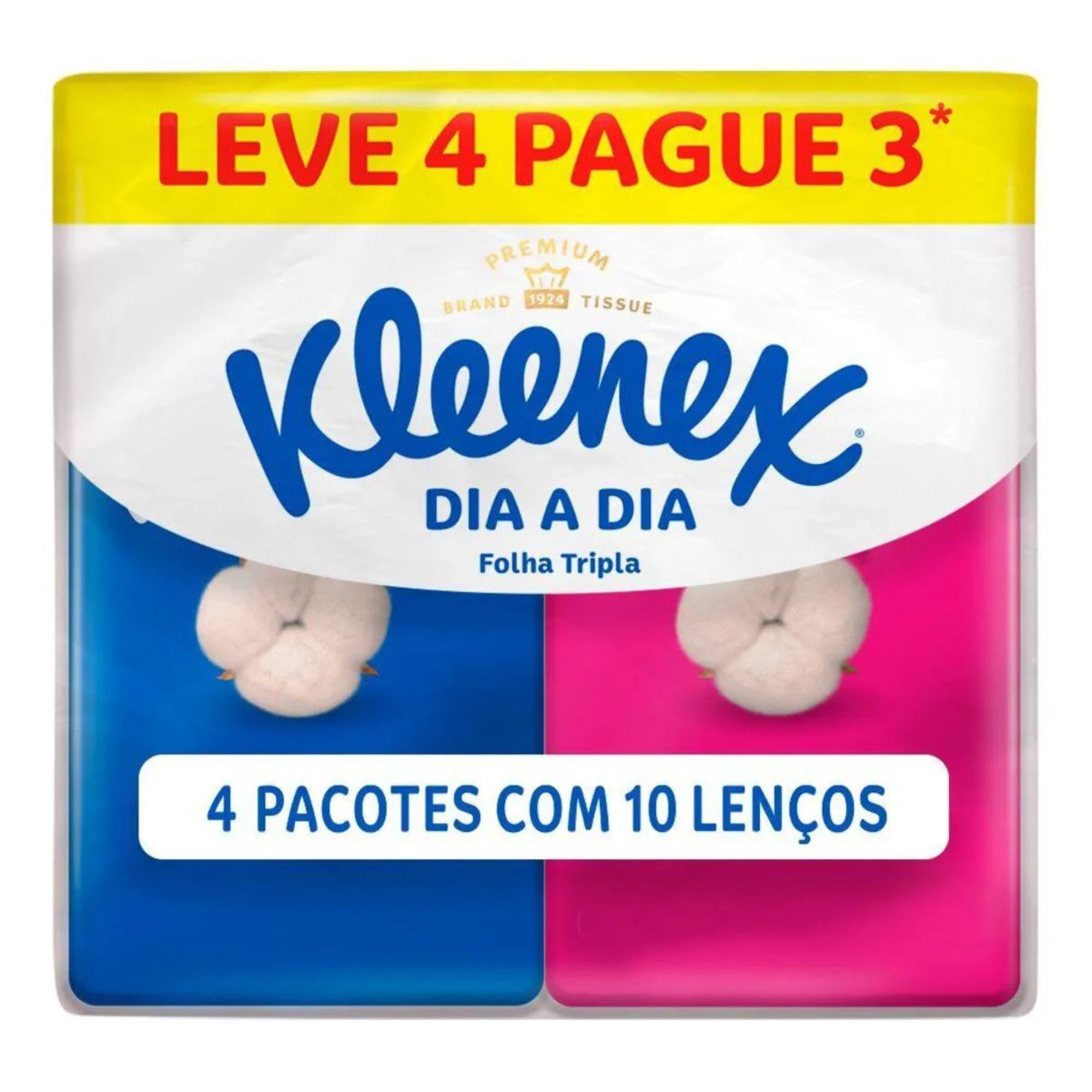 Kit Lenços De Papel De Bolso Kleenex Dia A Dia 4 Unidades