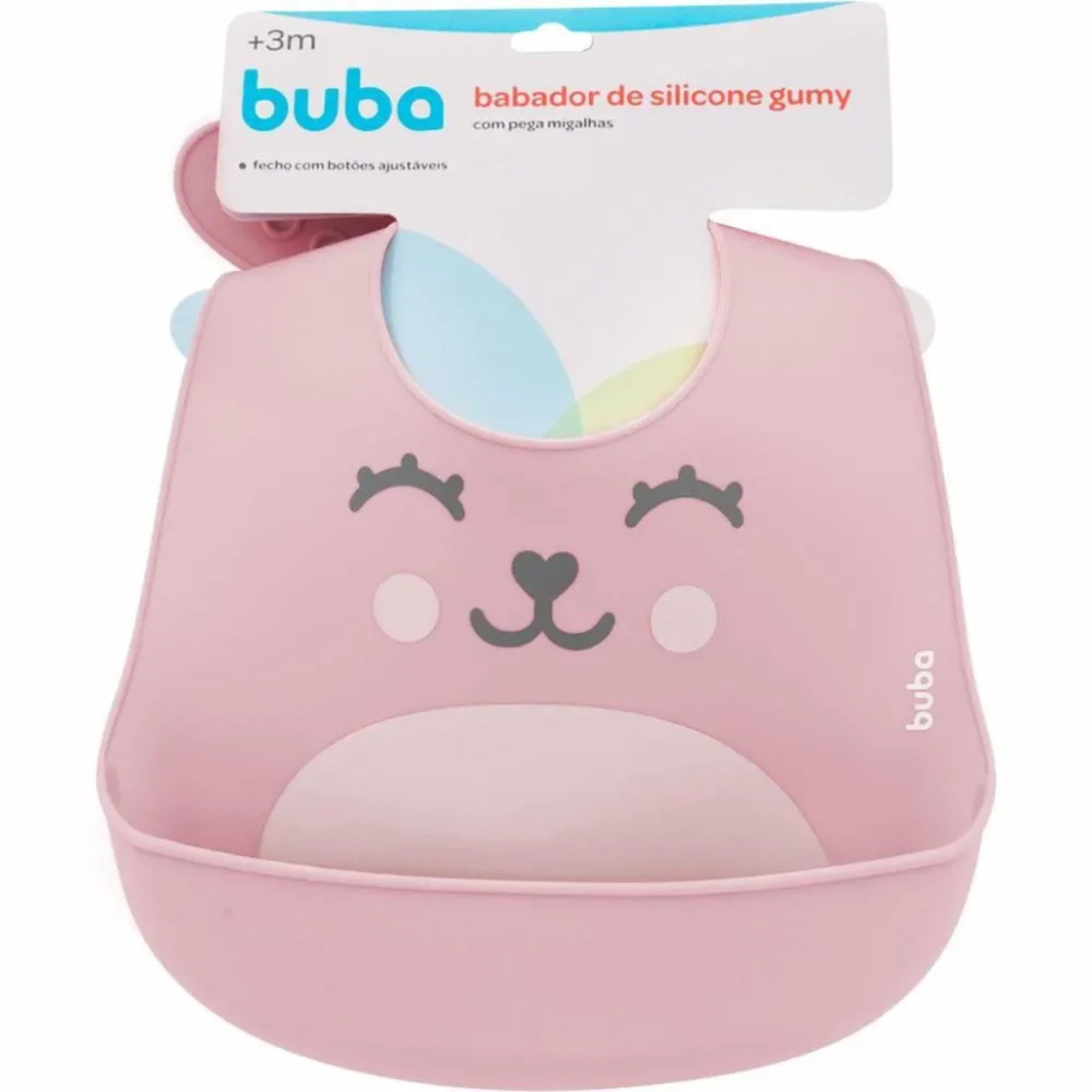 Babador de Silicone Pega Migalhas Buba Gumy Rosa 1 Unidade