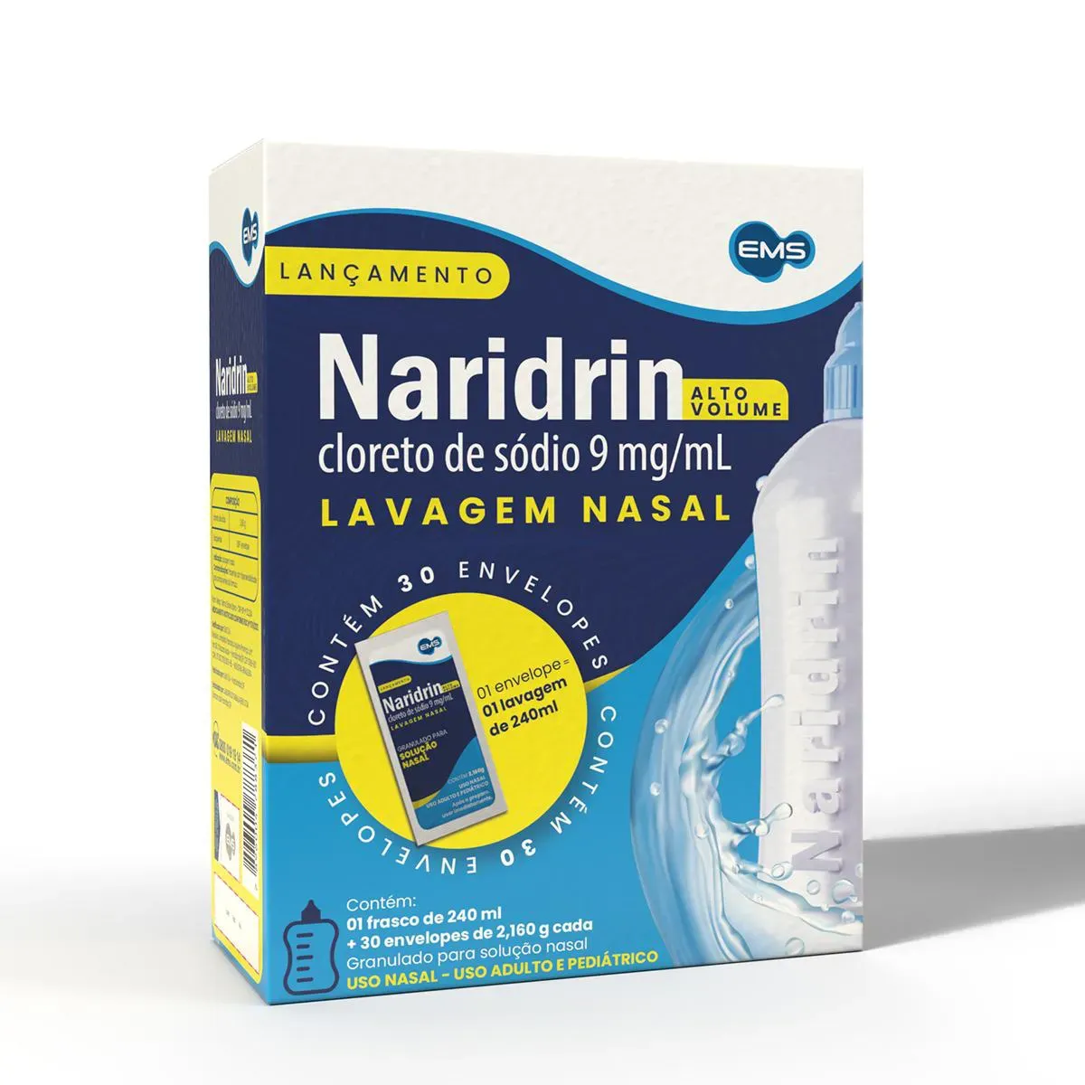 Naridrin Alto Volume Cloreto De Sódio 9mg/ml 30 Envelopes + Frasco 240ml