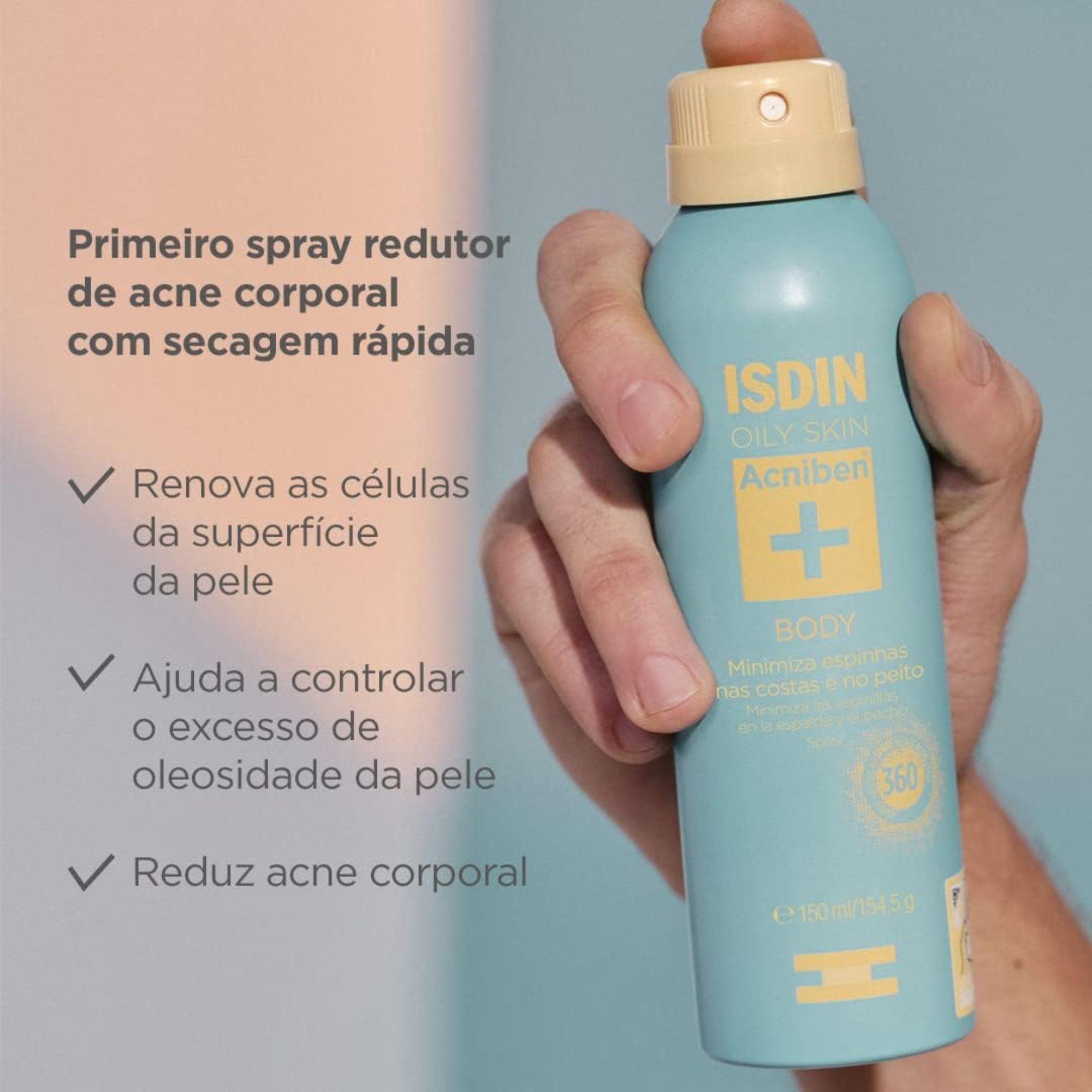 Spray Corporal Antiacne Isdin Oily Skin Acniben + 150ml - Imagem 3