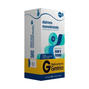 Dipirona Monoidratada 1G Ems Genérico 20 Comprimidos