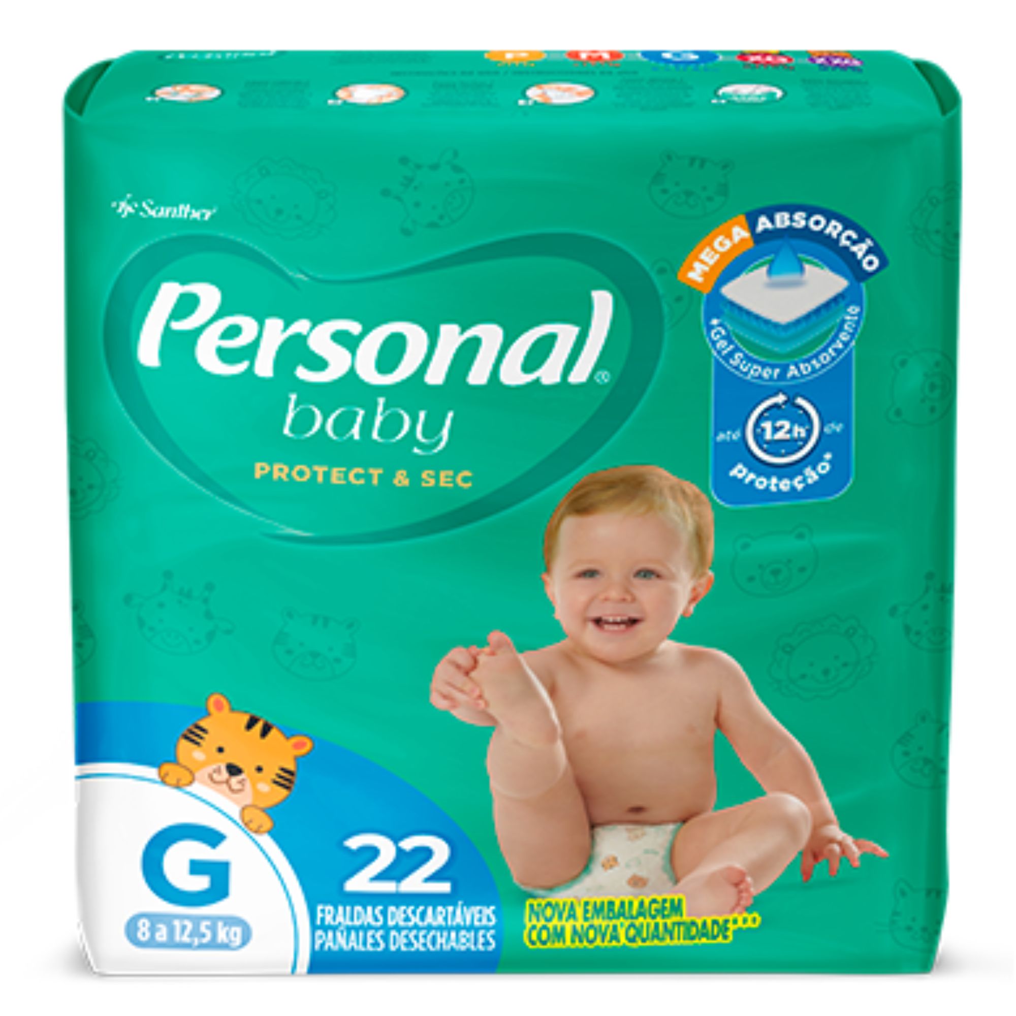 Fralda Infantil Personal Baby Protect & Sec G 22 Unidades