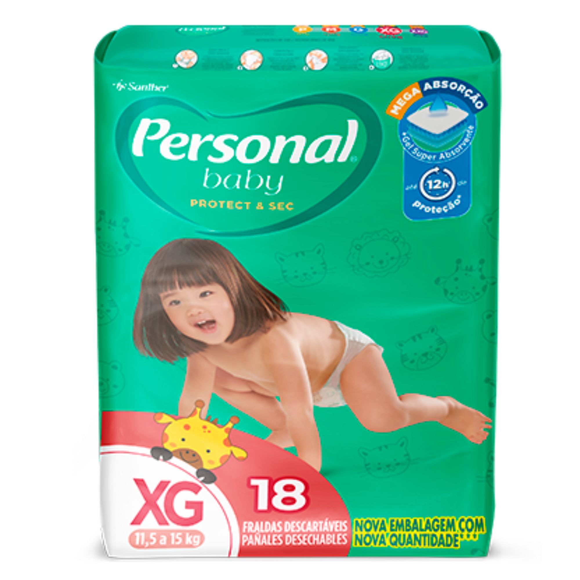 Fralda Infantil Personal Baby Protect & Sec Xg 18 Unidades