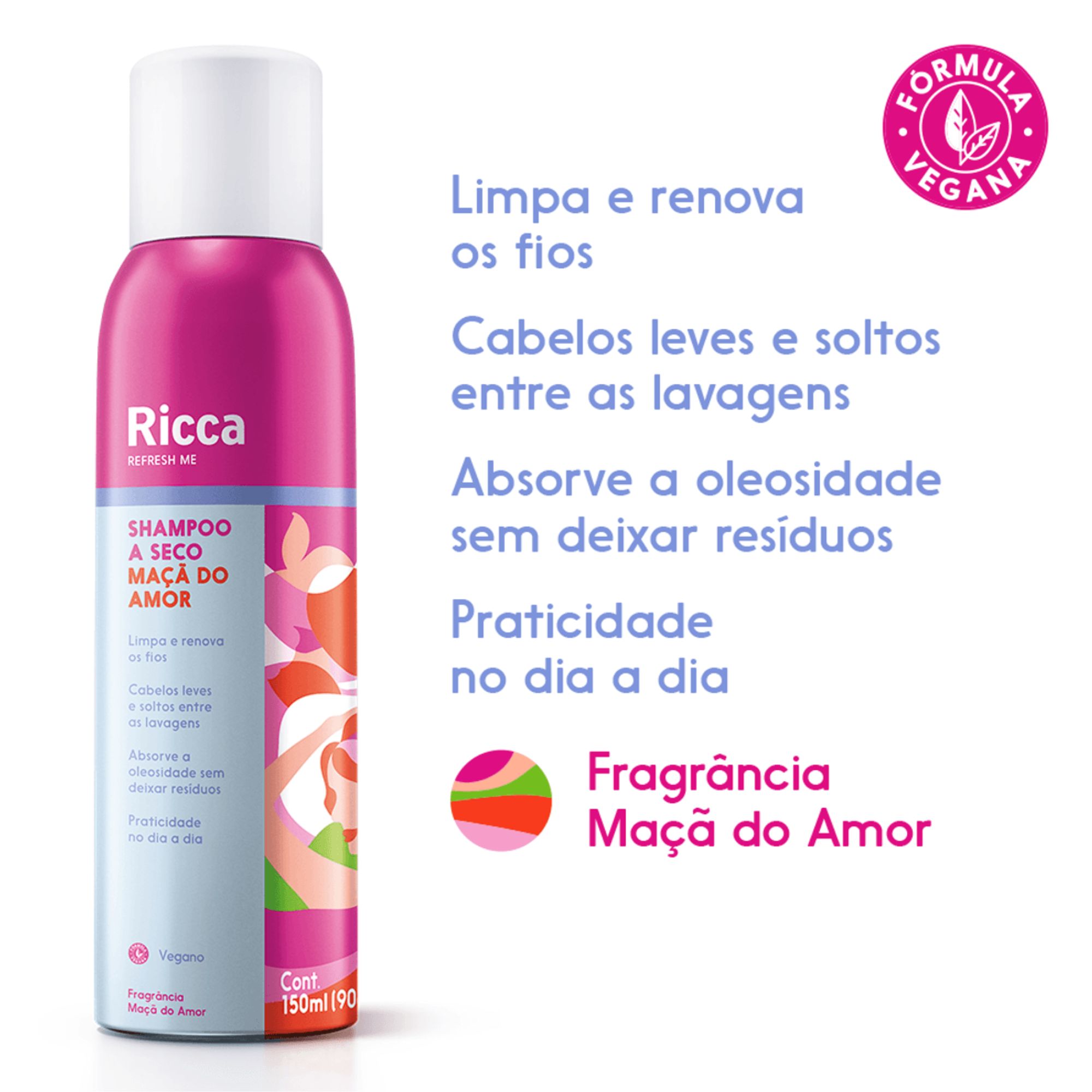 Shampoo A Seco Ricca Maçã Do Amor 150ml - Imagem 4