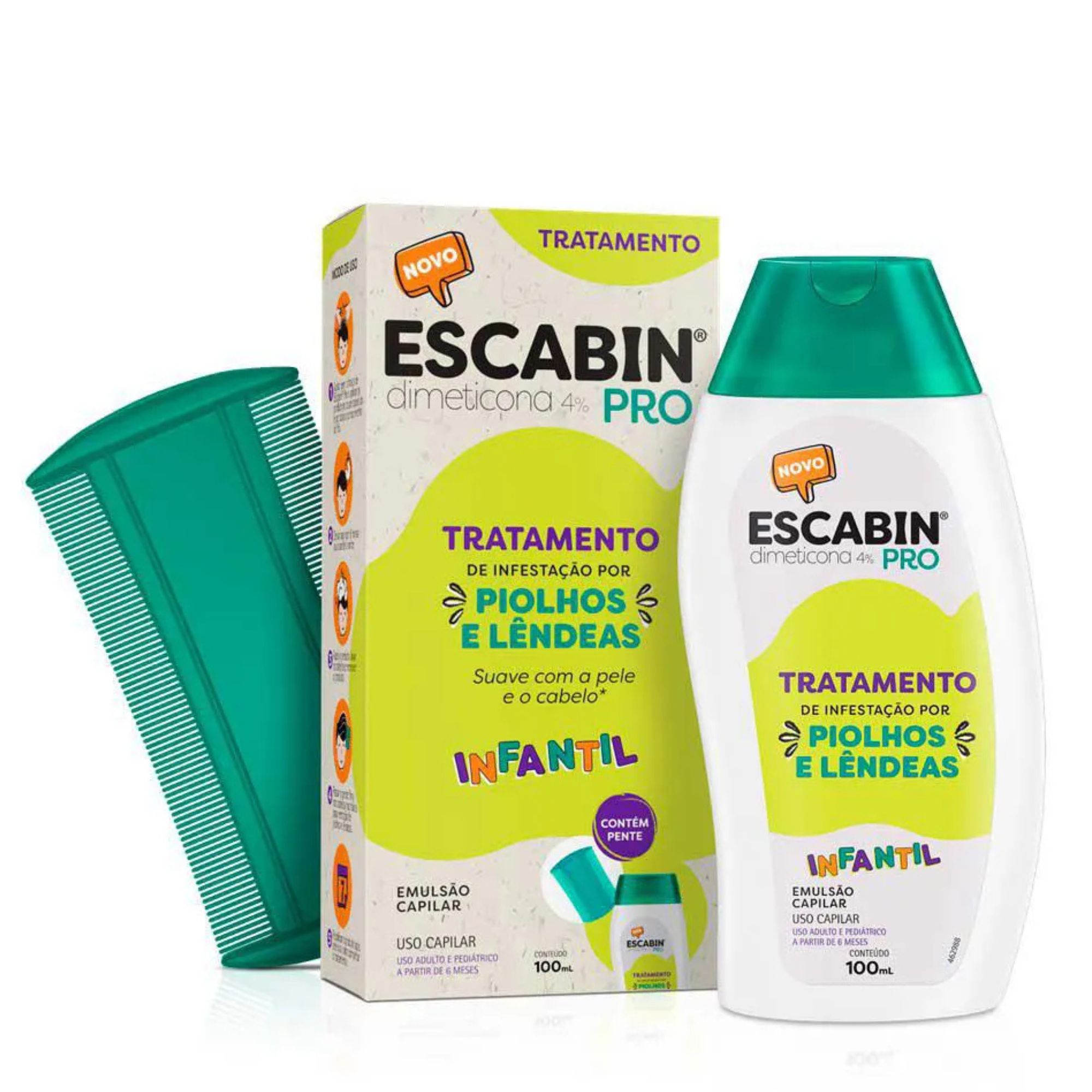Escabin Pro 4% Tratamento De Piolhos E Lêndeas Emulsão Capilar 100ml