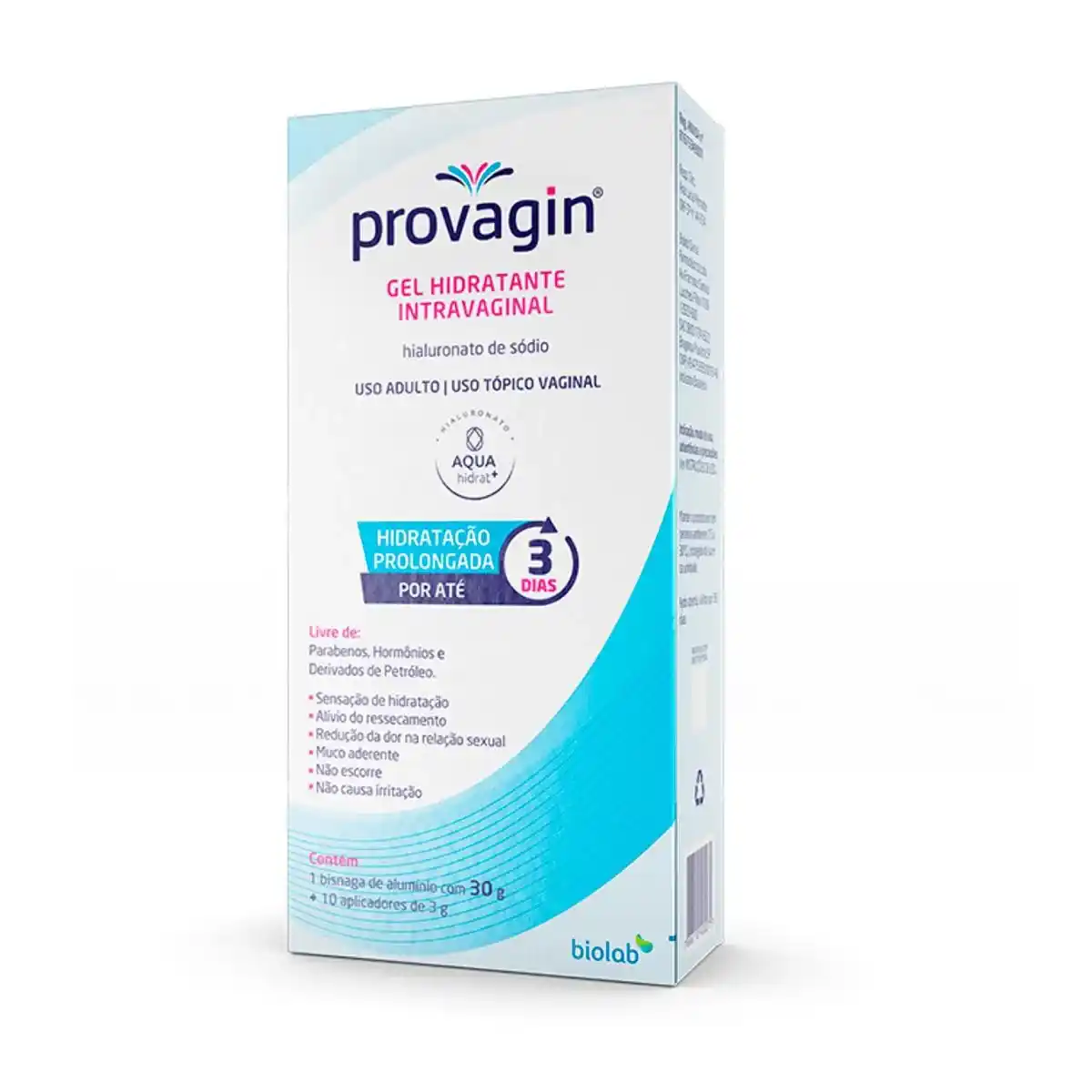 Gel Hidratante Provagin Intravaginal 30g Com 10 Aplicadores De 3g