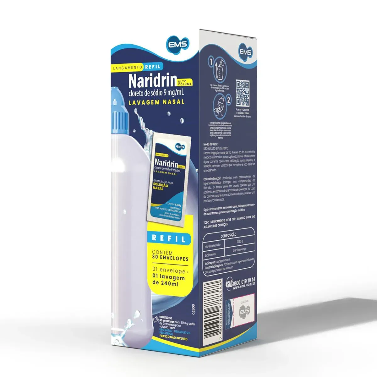 Refil Naridrin Alto Volume Cloreto De Sódio 9mg/ml 30 Envelopes