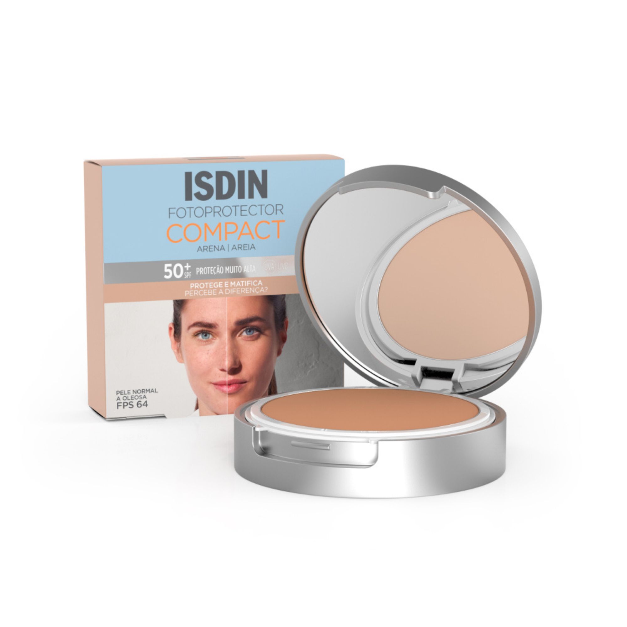 Protetor Solar Facial Isdin Compact Fps 50+ Areia Pó Compacto 10g