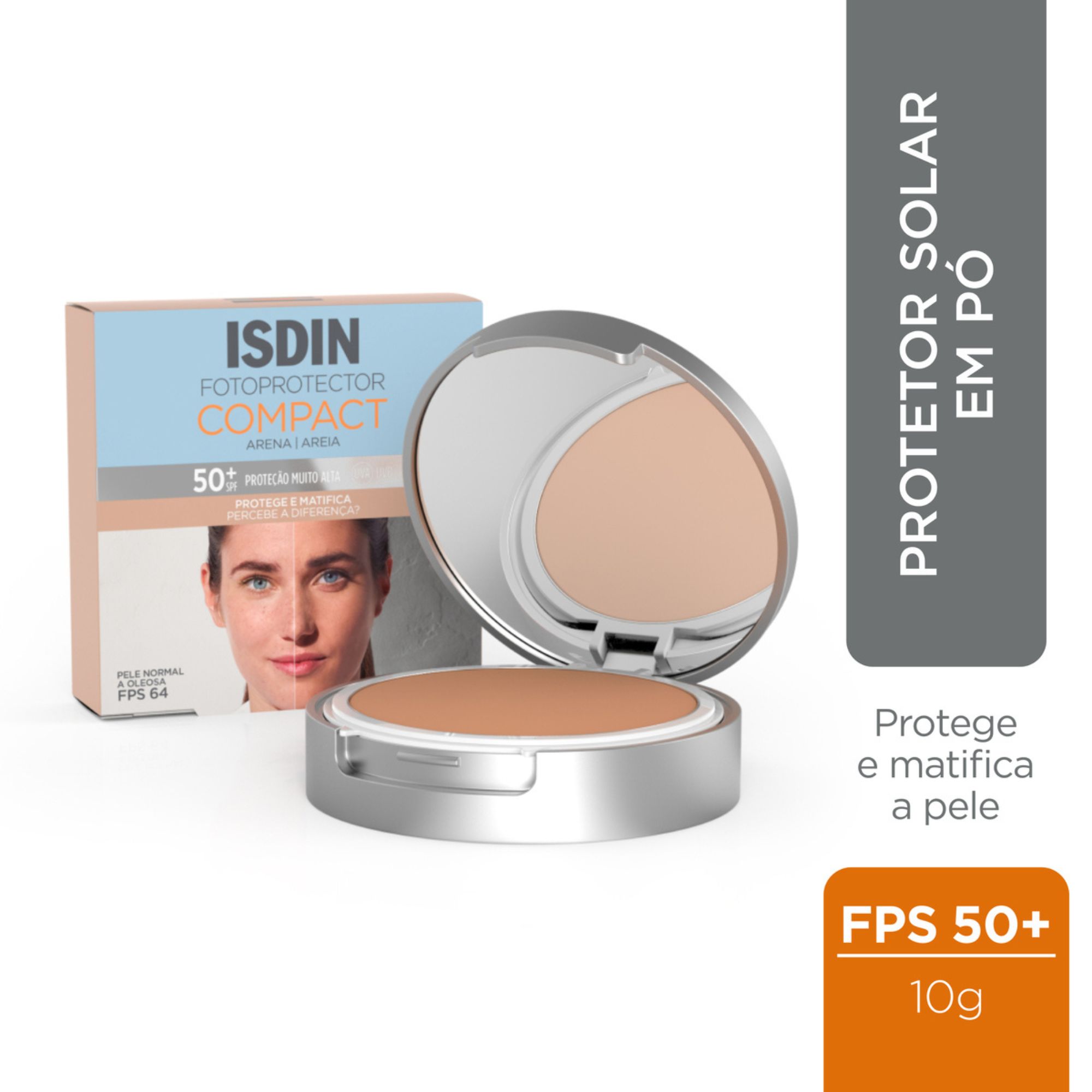 Protetor Solar Facial Isdin Compact Fps 50+ Areia Pó Compacto 10g - Imagem 2